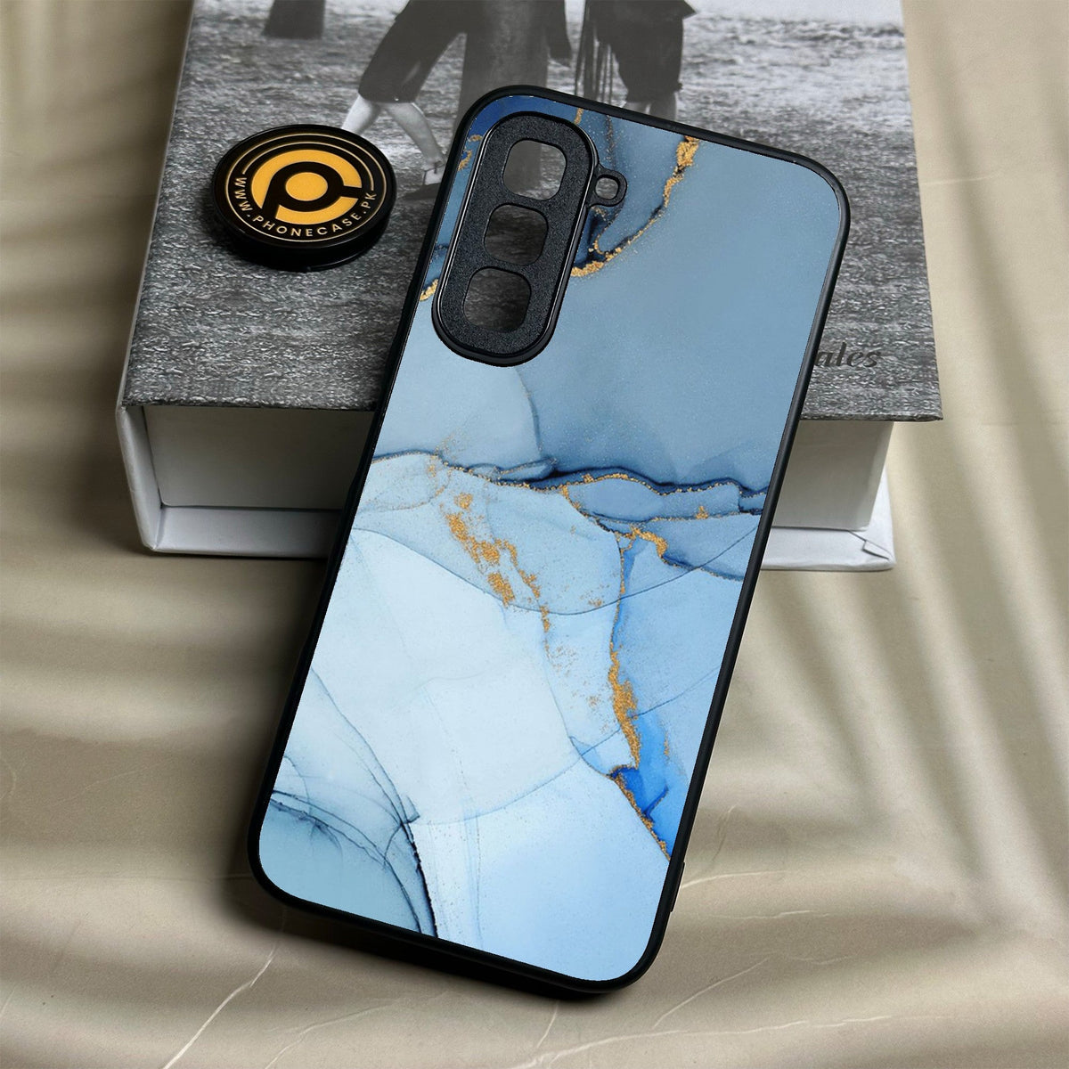 Infinix Hot 70 - Blue Marble Design 8 - Premium Metal Printed Soft Bumper Shock Proof Case