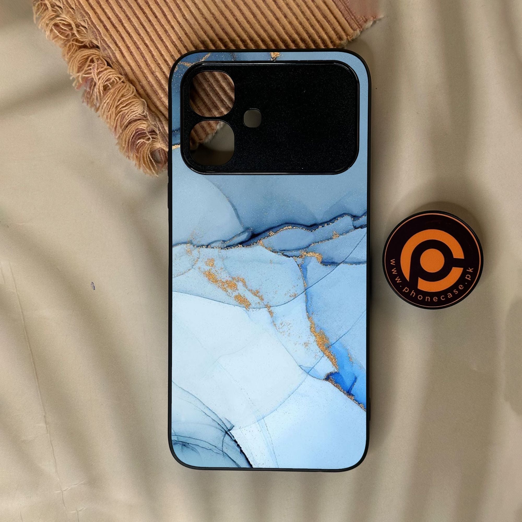 Infinix Smart 20 - Blue Marble Design 8 - Premium Metal Printed Soft Bumper Shock Proof Case