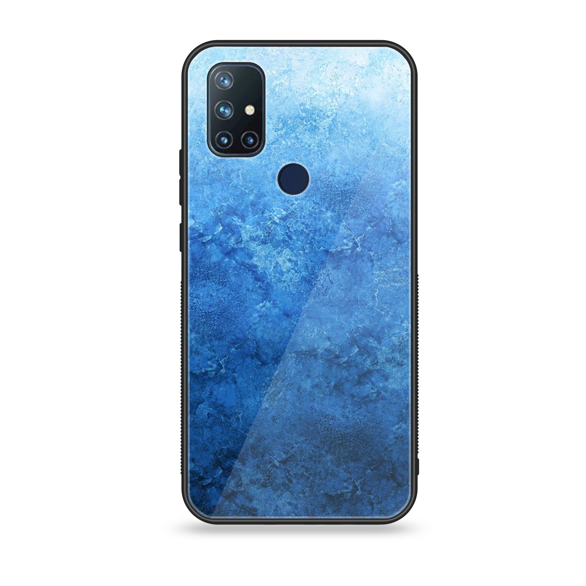 OnePlus Nord N10- Blue Marble Series - Premium Printed Glass soft Bumper shock Proof Case