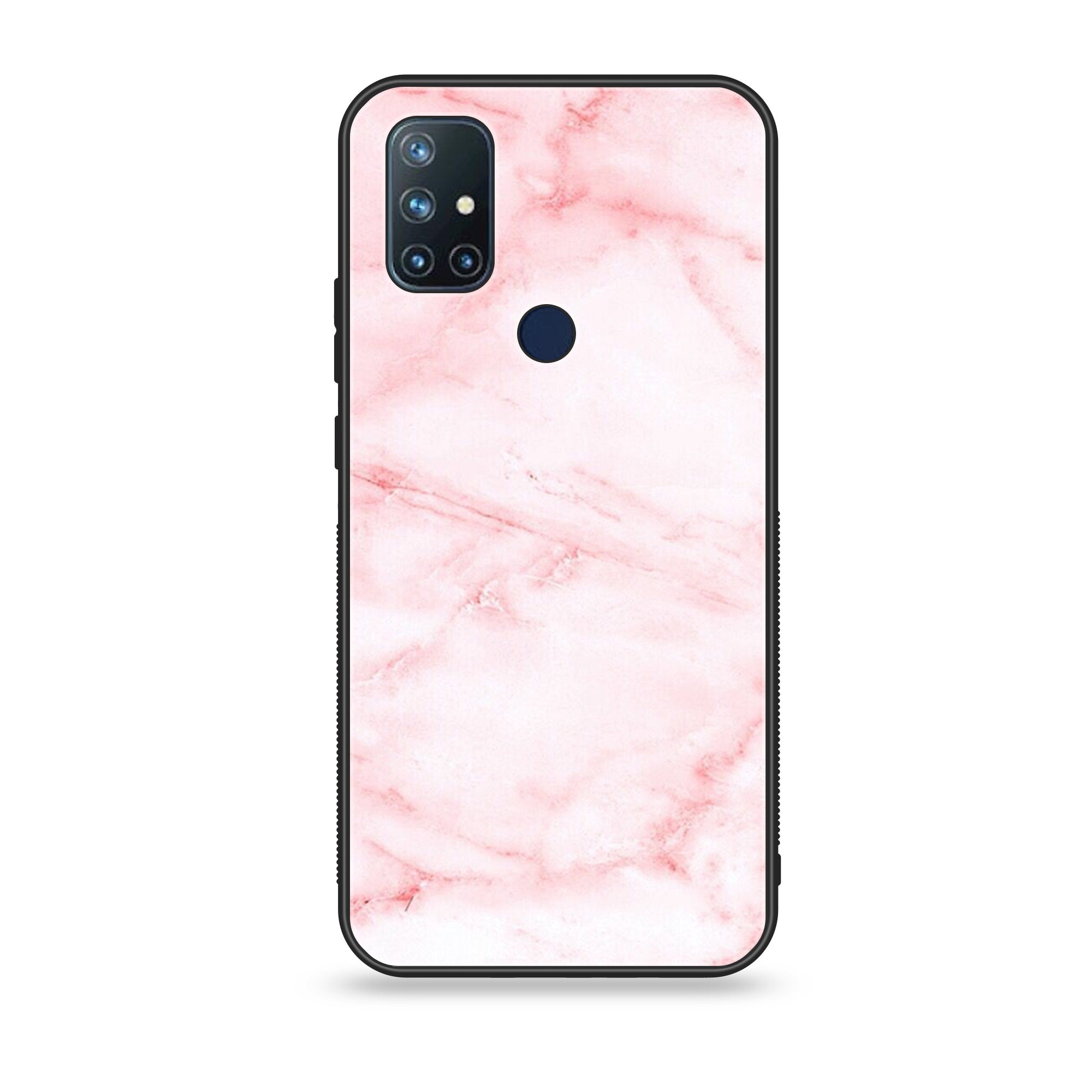 OnePlus Nord N10- Pink Marble Series - Premium Printed Glass soft Bumper shock Proof Case