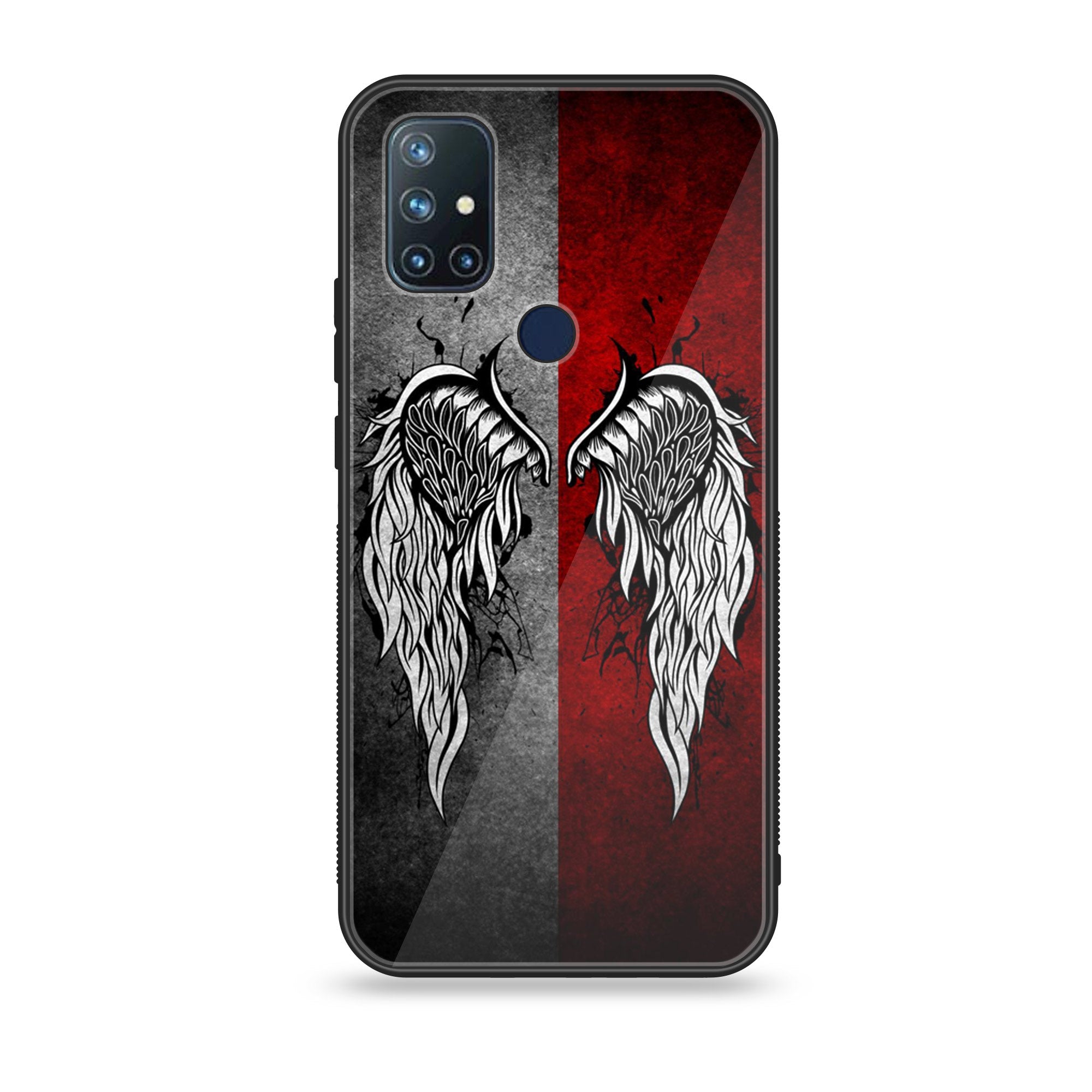 OnePlus Nord N10- Angel Wings Series - Premium Printed Glass soft Bumper shock Proof Case