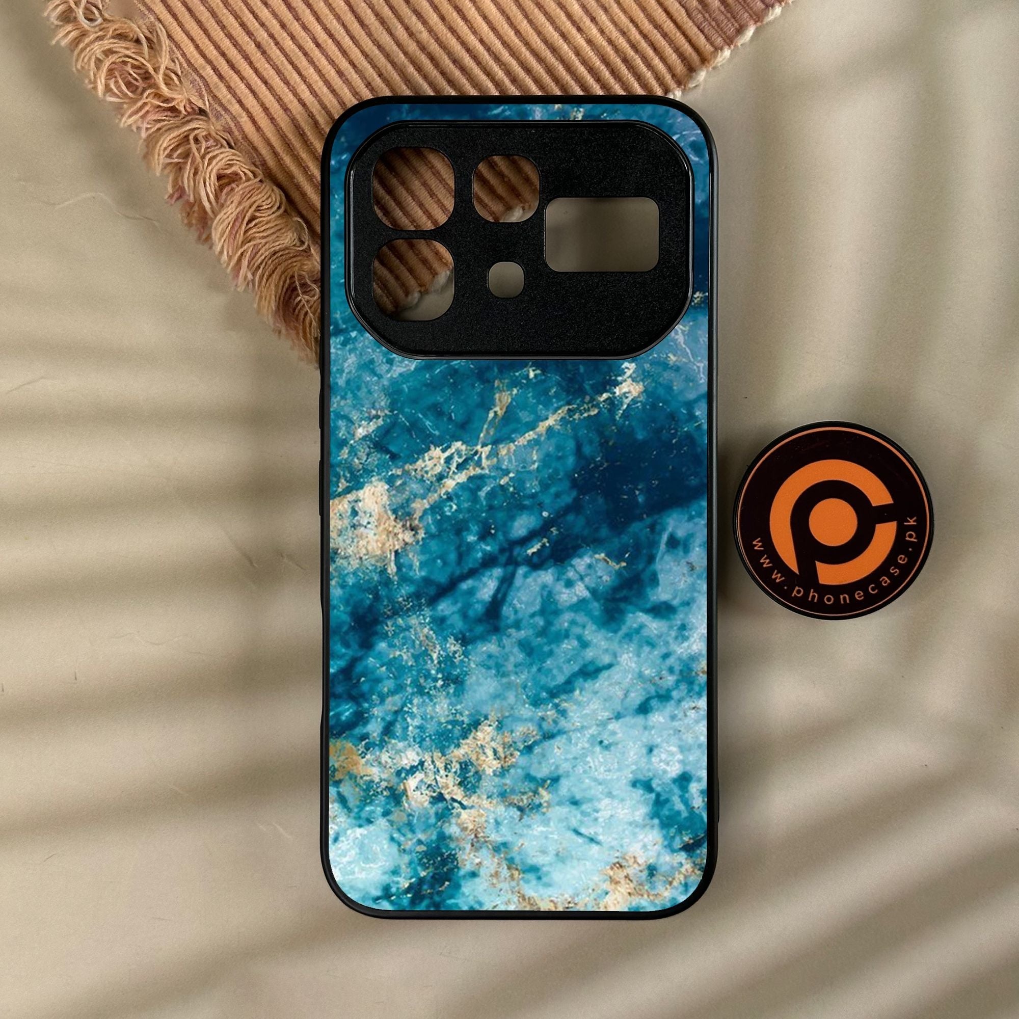 Infinix Note 60 - Blue Marble Design 4 - Premium Metal Printed Soft Bumper Shock Proof Case