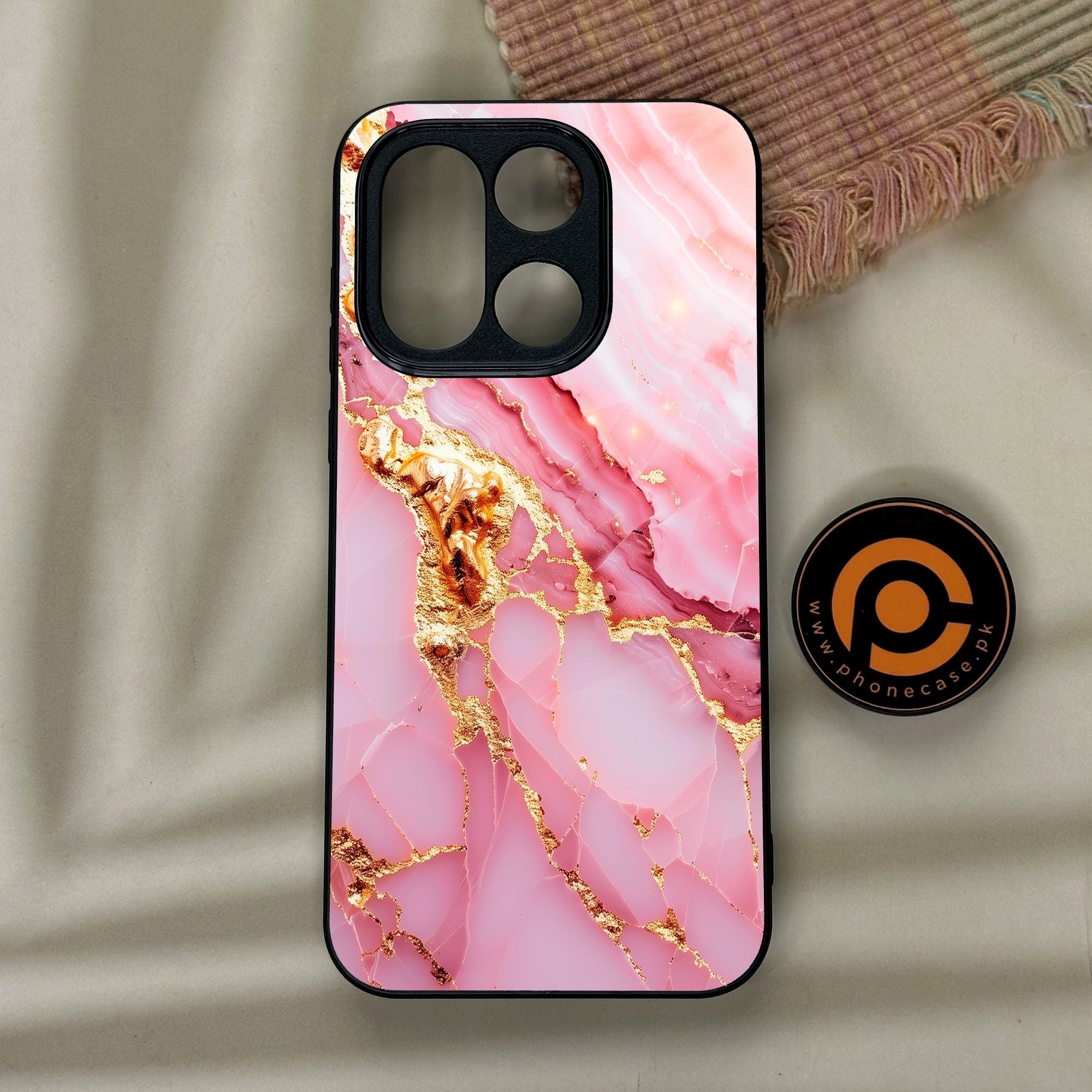 OnePlus 15 - Pink Marble 2.0 Design 6 - Premium Metal Printed Soft Bumper Shock Proof Case