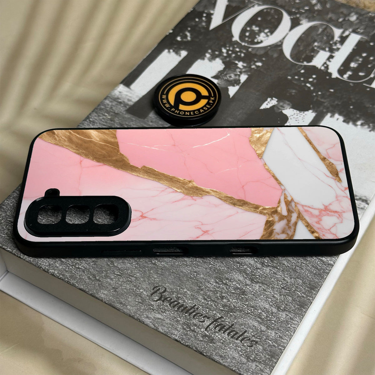 Infinix Hot 70 - Pink Marble 2.0 Design 2 - Premium Metal Printed Soft Bumper Shock Proof Case