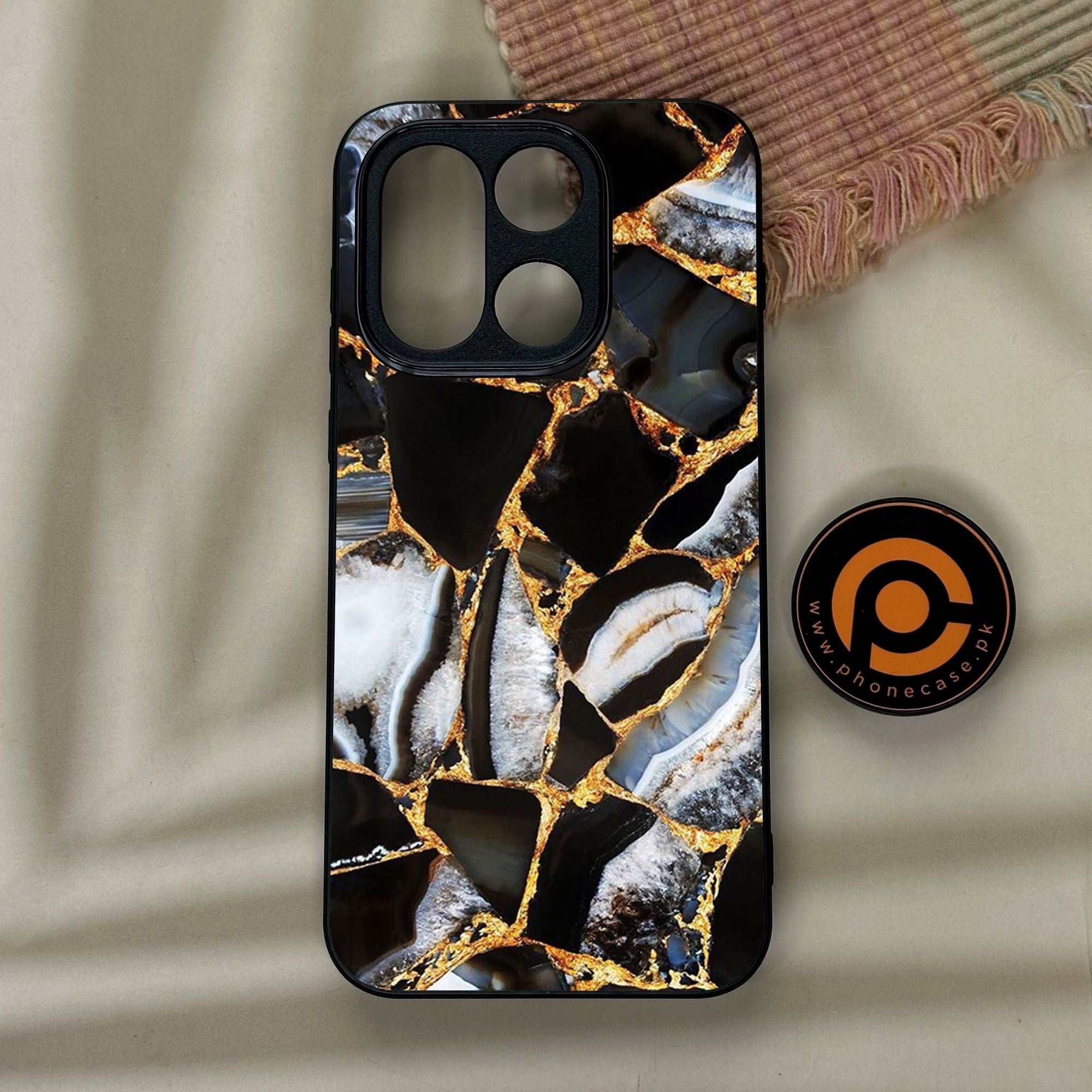 OnePlus 15 - Black Marble Design 5 - Premium Metal Printed Soft Bumper Shock Proof Case