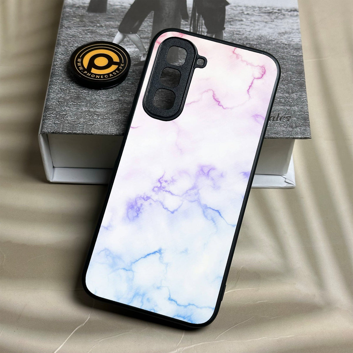 Infinix Hot 70 - White Design 2 - Premium Metal Printed Soft Bumper Shock Proof Case