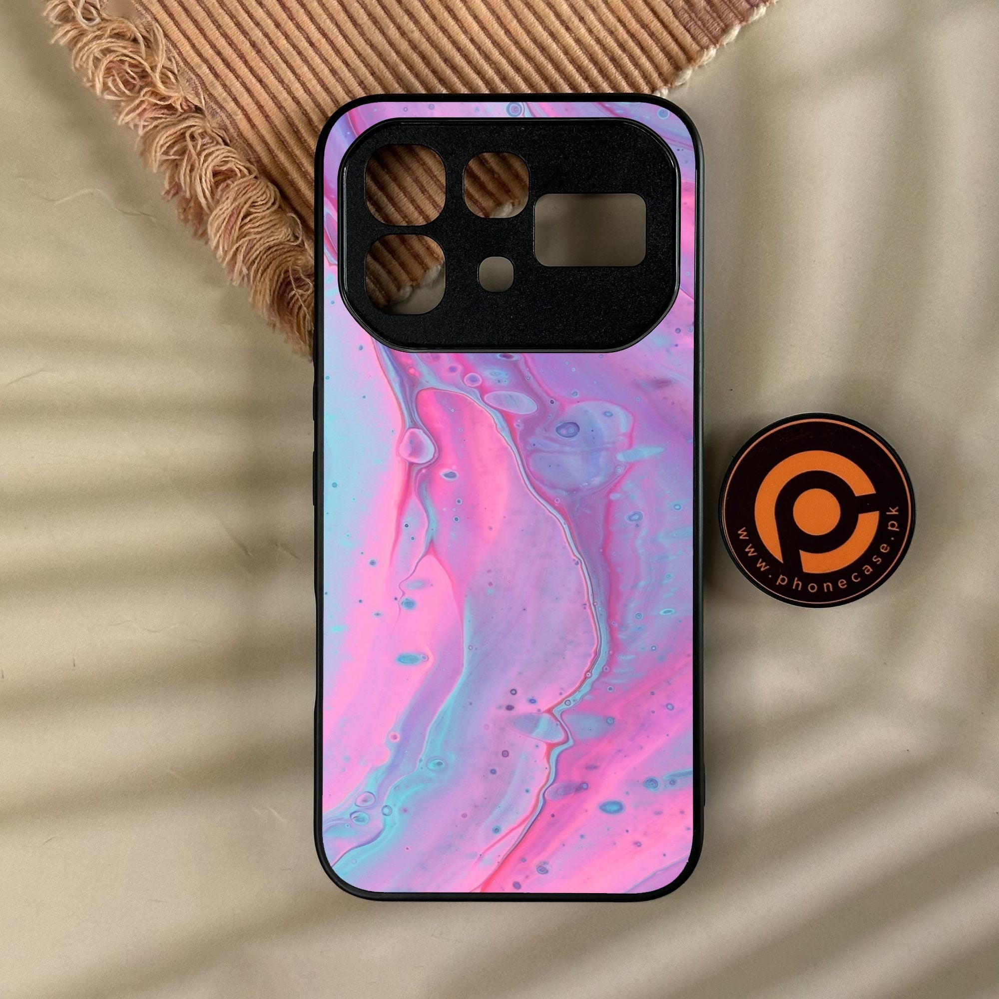 Infinix Note 60 - Pink Marble 2.0 Design 1 - Premium Metal Printed Soft Bumper Shock Proof Case