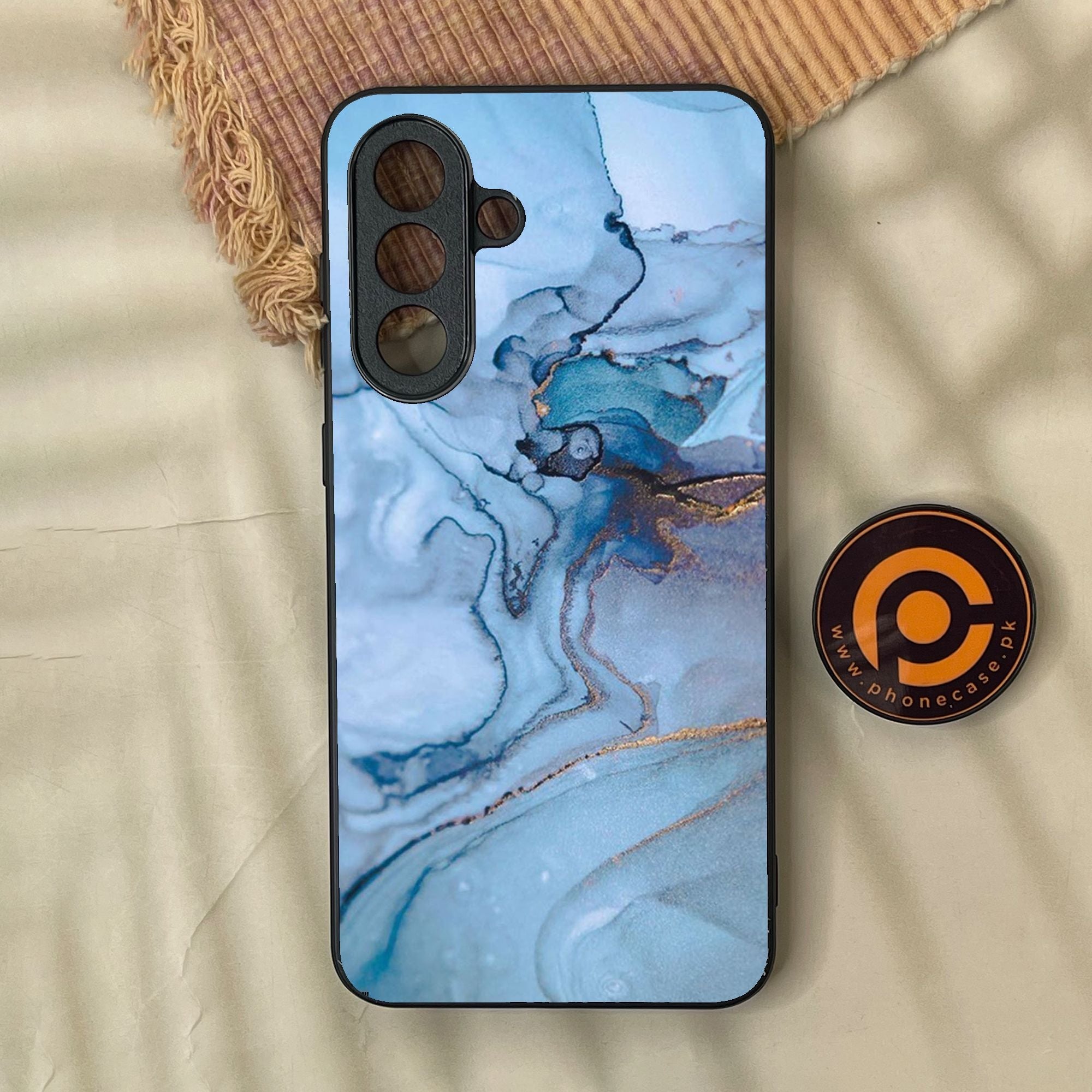 Samsung Galaxy A37 - Blue Marble Design 1 - Premium Metal Printed Soft Bumper Shock Proof Case