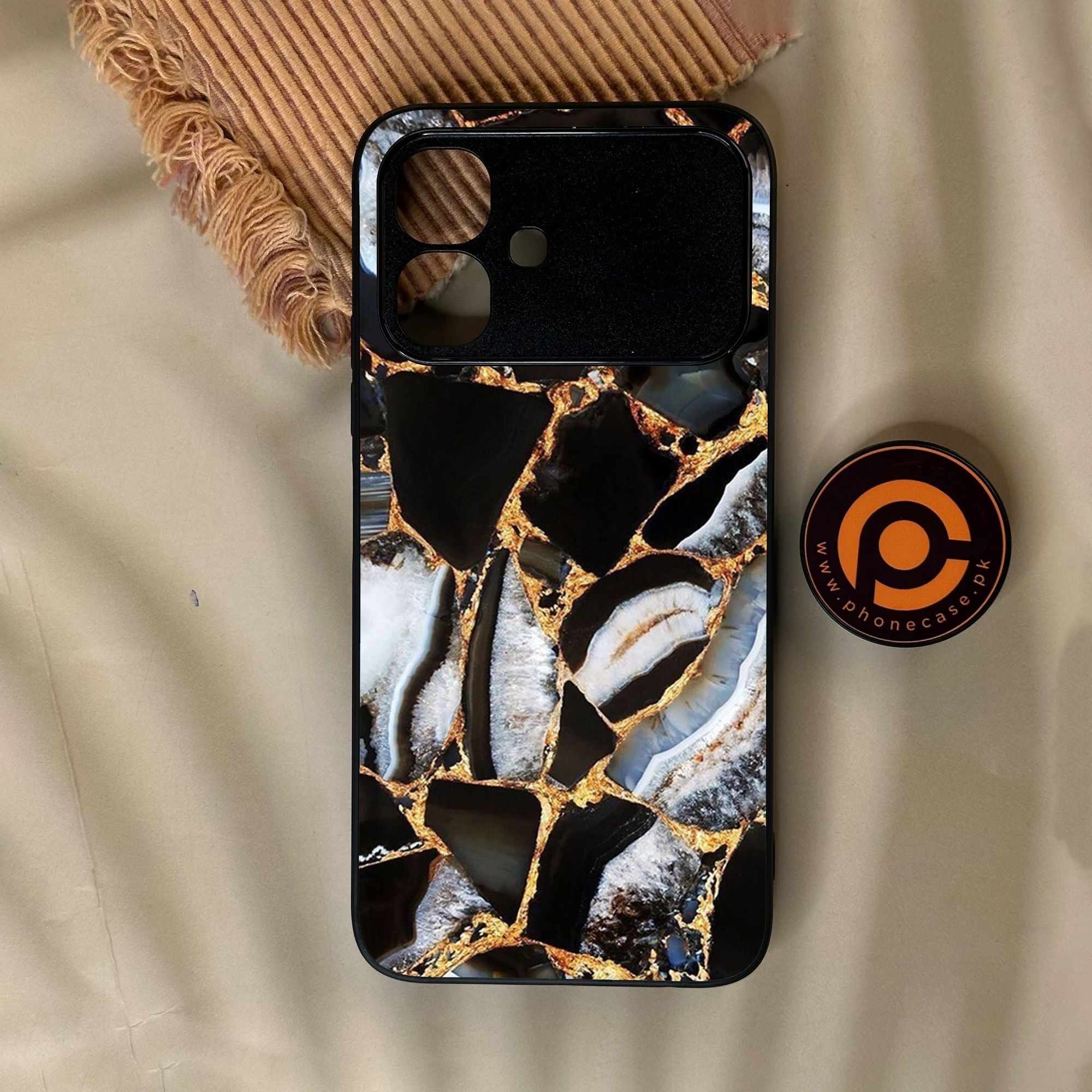 Infinix Smart 20 - Black Marble Design 5 - Premium Metal Printed Soft Bumper Shock Proof Case