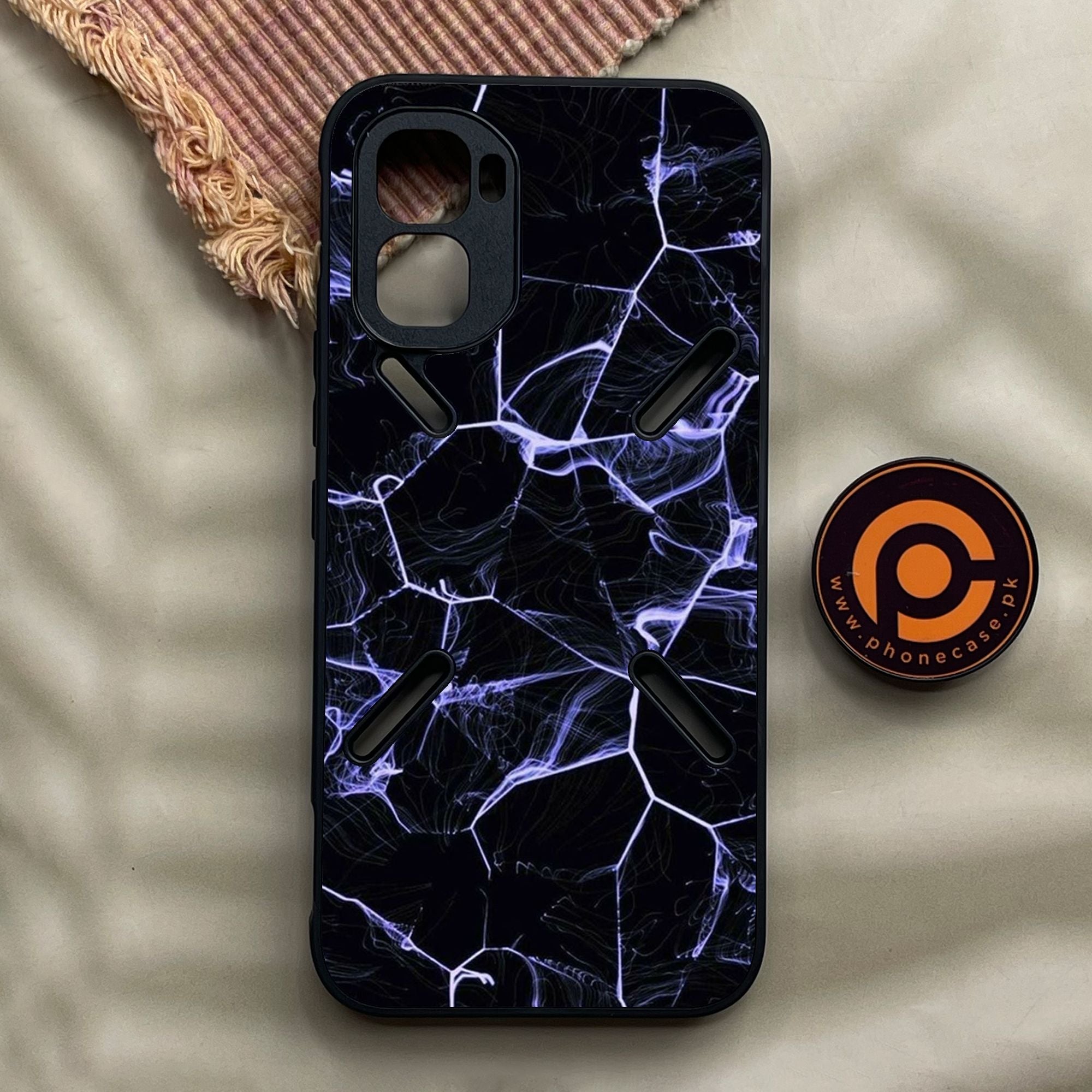 Infinix GT 50 Pro - Black Marble Design 10 - Premium Metal Printed Soft Bumper Shock Proof Case