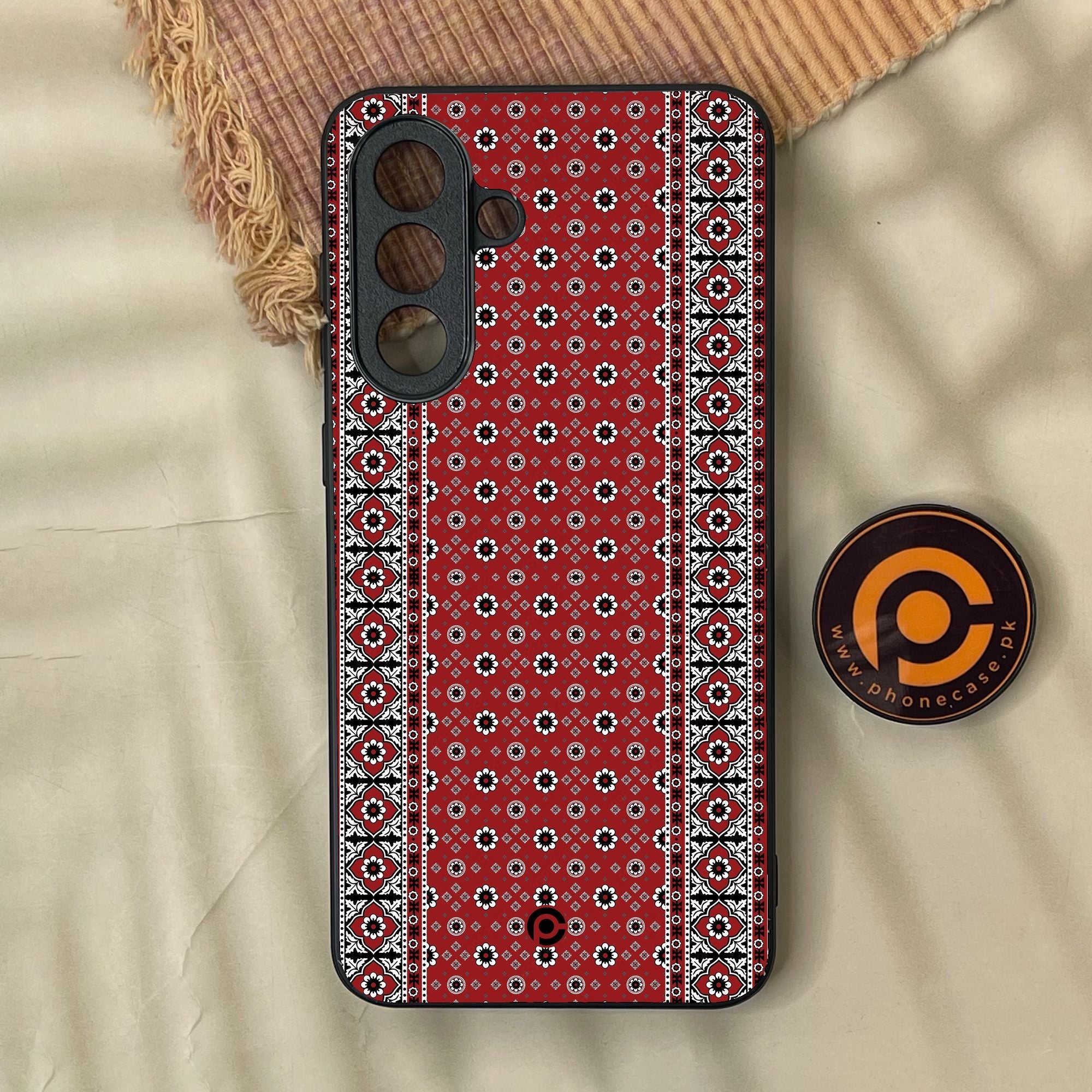 Samsung Galaxy A57 - Ajrak Design 12 - Premium Metal Printed Soft Bumper Shock Proof Case
