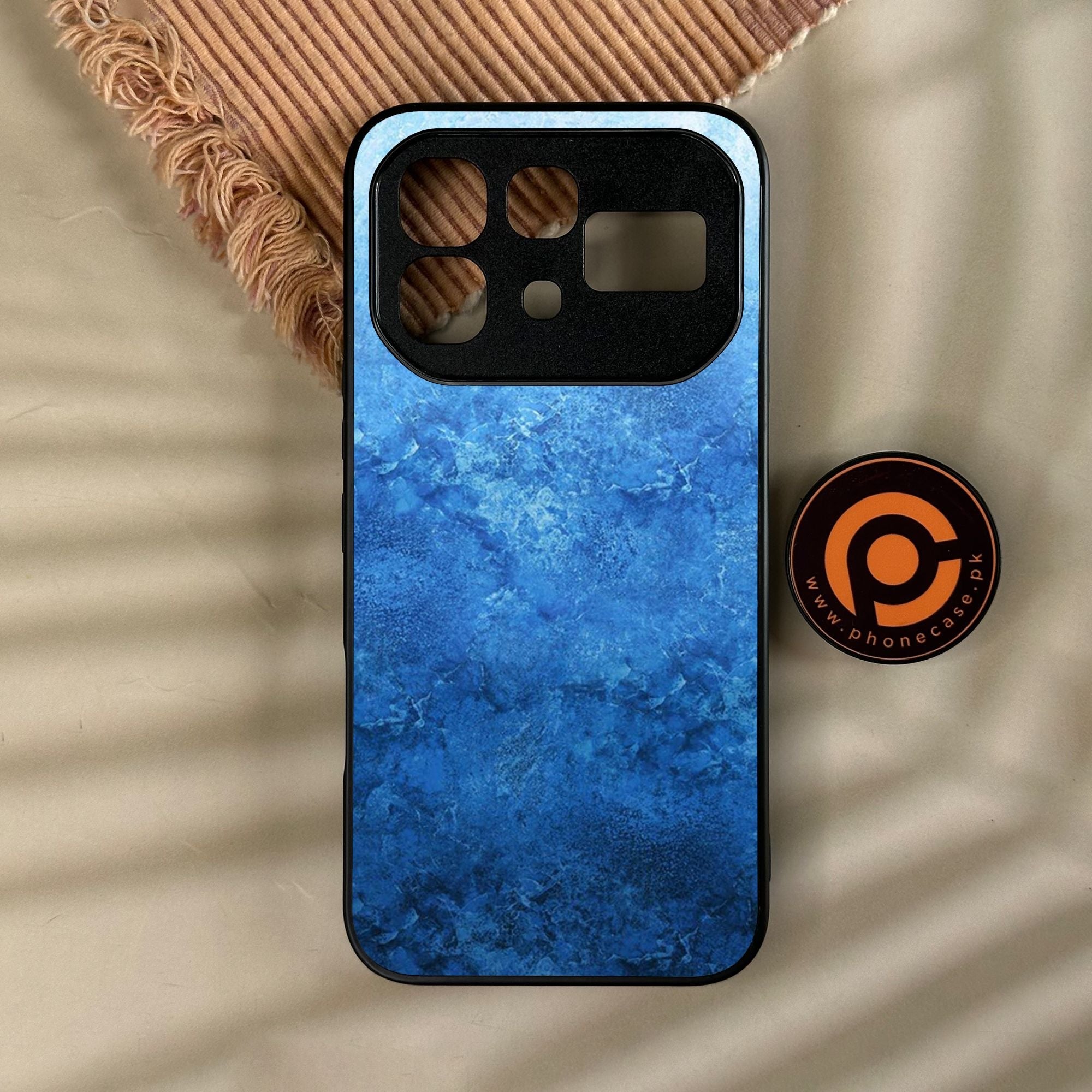 Infinix Note 60 Pro - Blue Marble Design 2 - Premium Metal Printed Soft Bumper Shock Proof Case