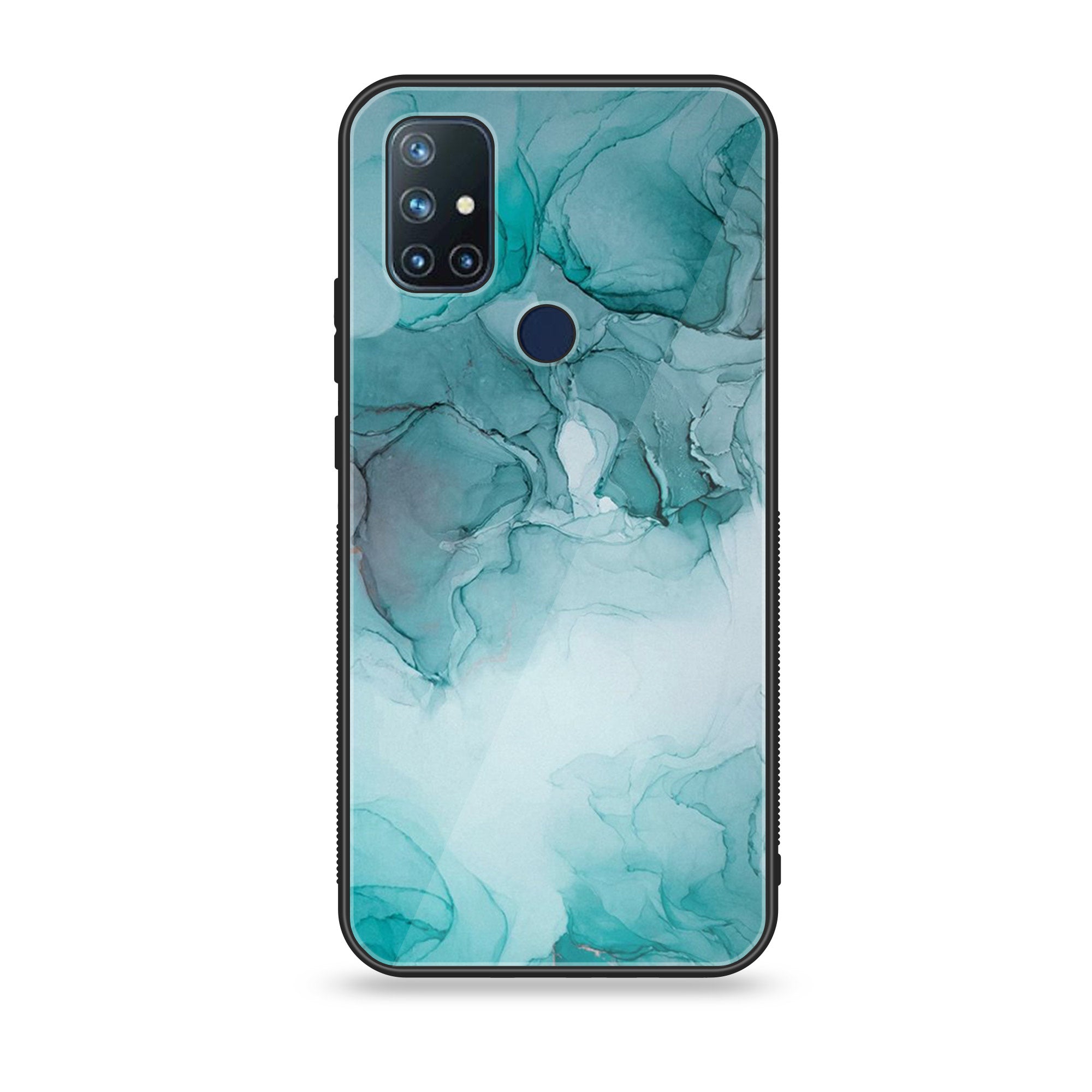 OnePlus Nord N10- Blue Marble Series - Premium Printed Glass soft Bumper shock Proof Case