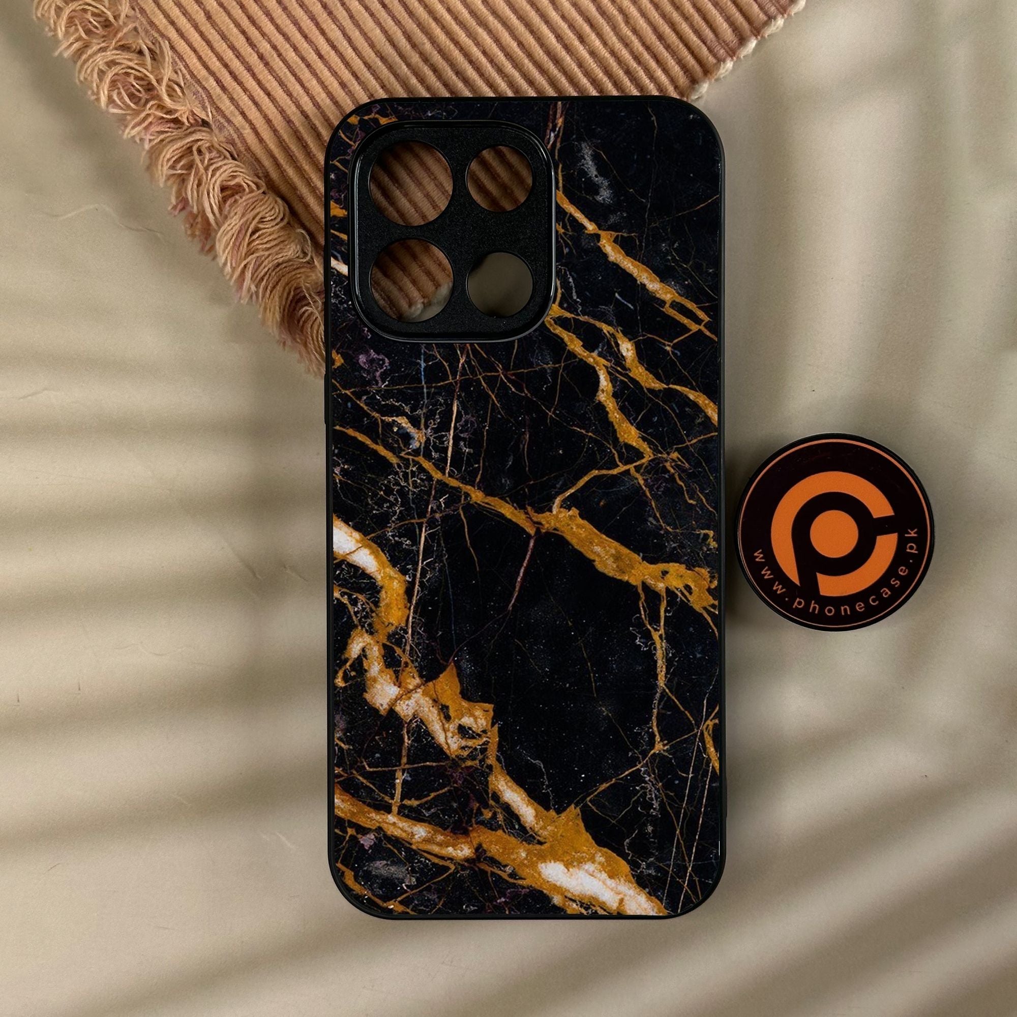 OnePlus Turbo 6 - Golden Black Marble - Premium Metal Printed Soft Bumper Shock Proof Case