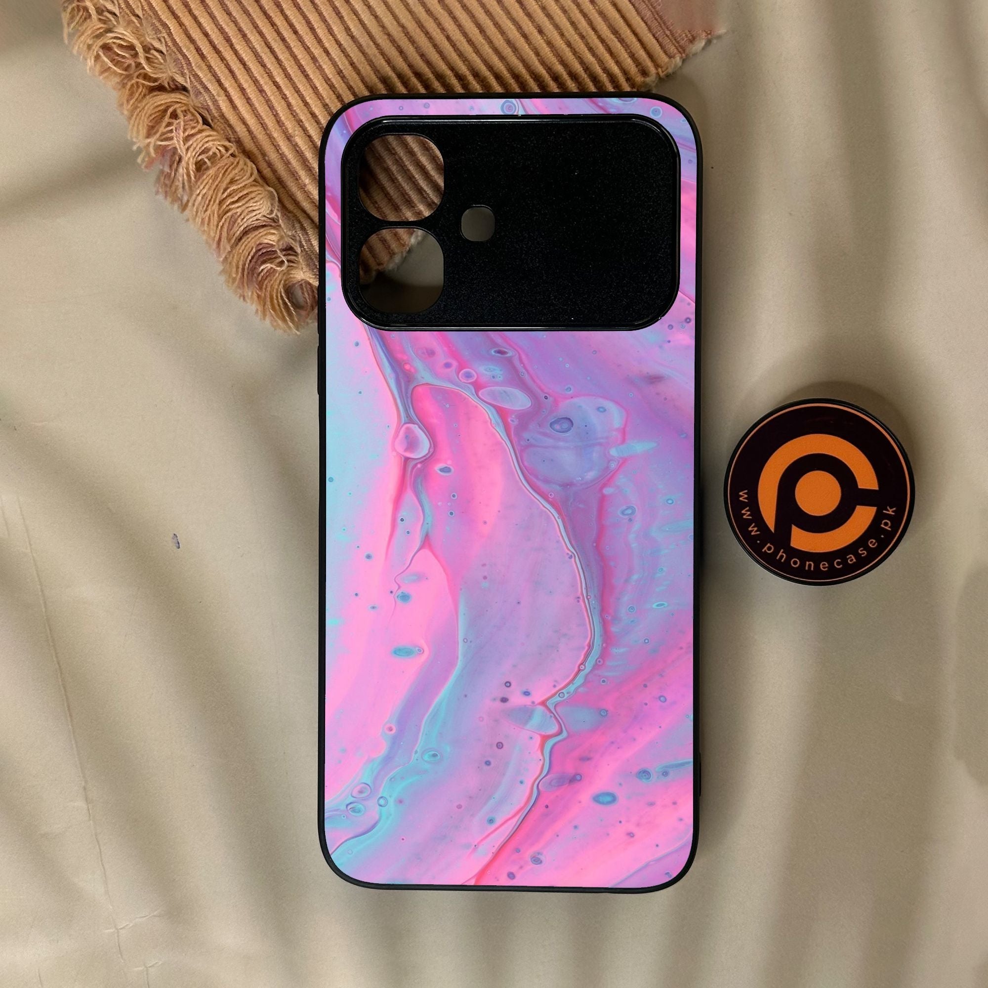 Infinix Smart 20 - Pink Marble 2.0 Design 1 - Premium Metal Printed Soft Bumper Shock Proof Case