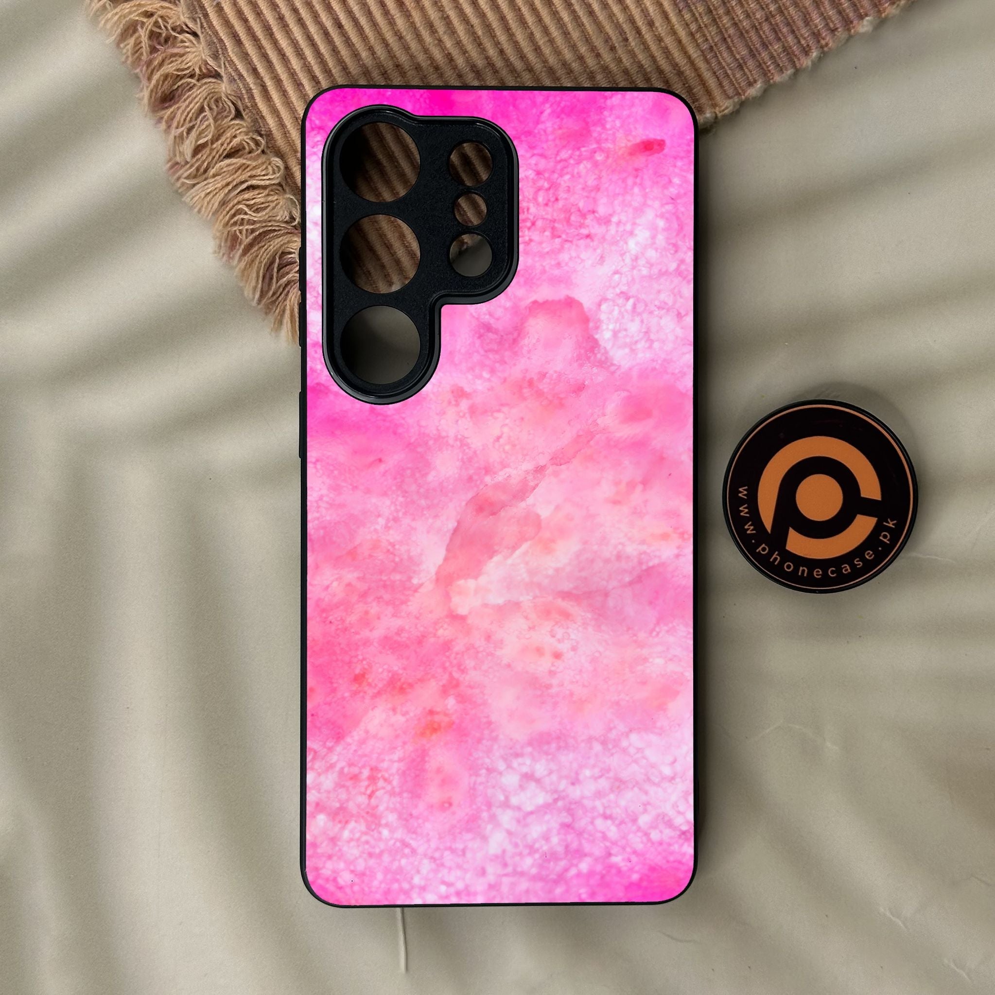 Galaxy S26 Ultra - Pink Marble 2.0 Design 5 - Premium Metal Printed Soft Bumper Shock Proof Case