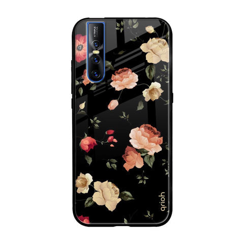 Black Spring Floral Glossy Case for Vivo V15 Pro