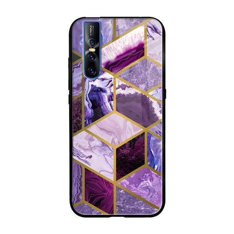 Purple Rhombus Marble Glossy Case for Vivo V15 Pro