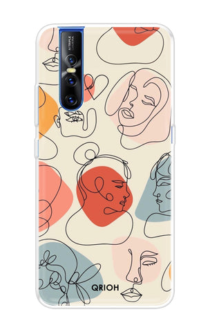 Abstract Faces Soft Cover for Vivo V15 Pro