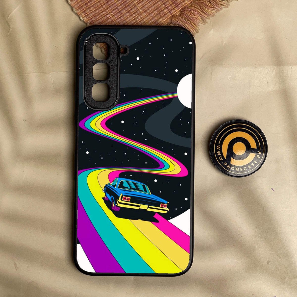 Infinix Hot 70 - Drive To The Moon - Premium Metal Printed Soft Bumper Shock Proof Case