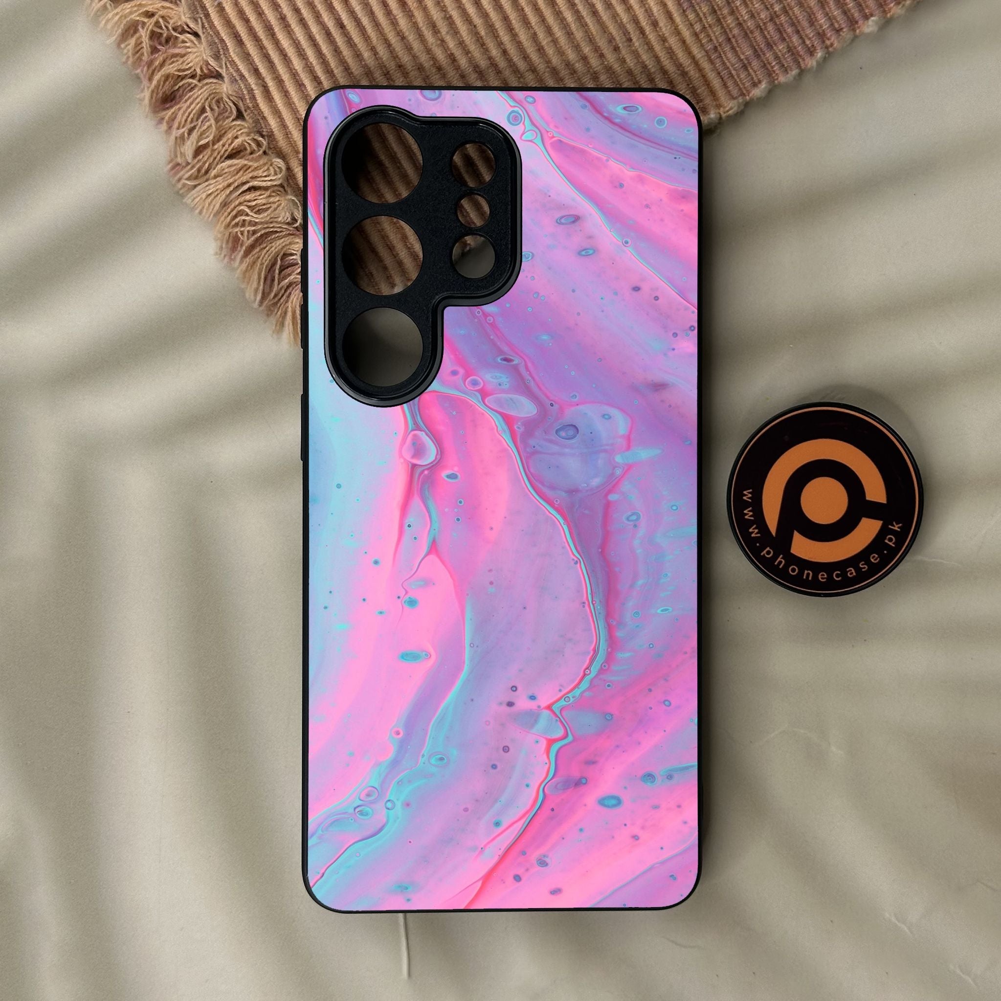 Galaxy S26 Ultra - Pink Marble 2.0 Design 1 - Premium Metal Printed Soft Bumper Shock Proof Case