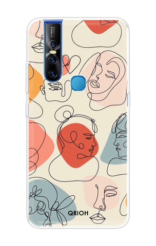 Abstract Faces Soft Cover for Vivo V15