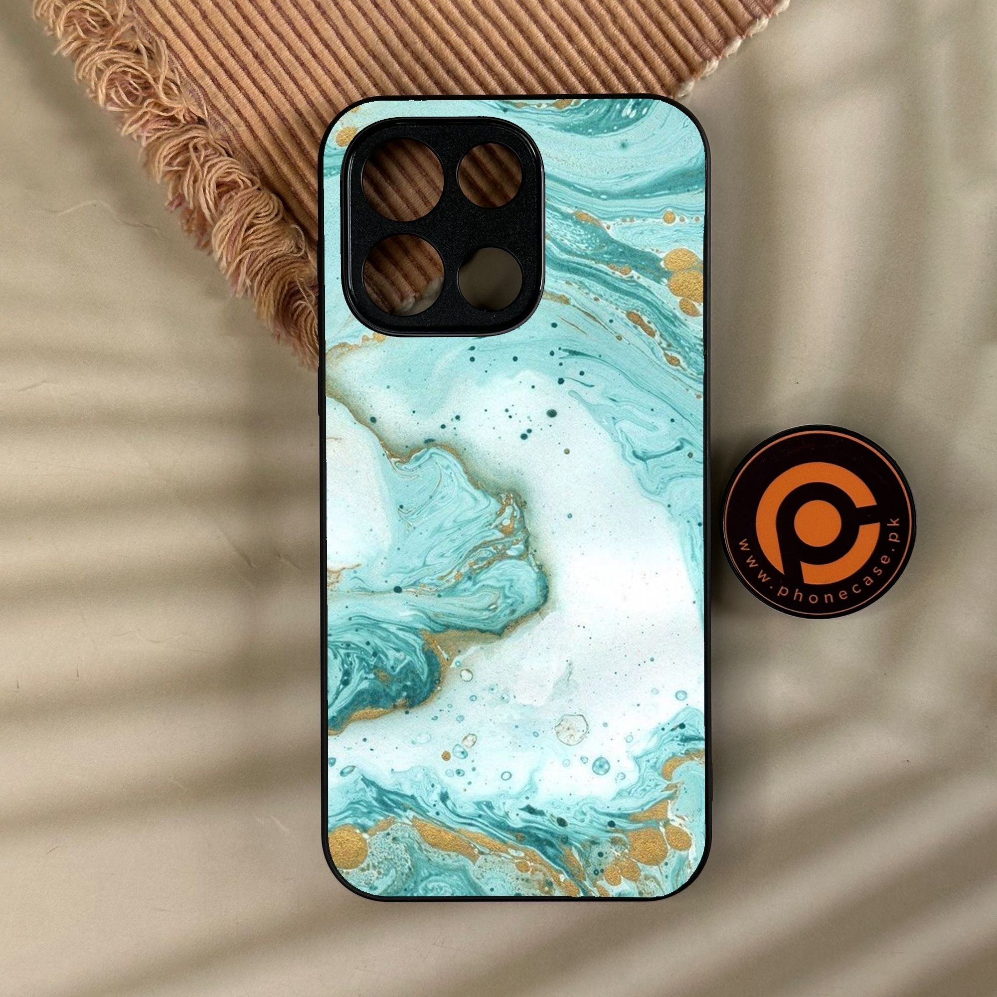 OnePlus Turbo 6 - Aqua Blue Marble Design - Premium Metal Printed Soft Bumper Shock Proof Case