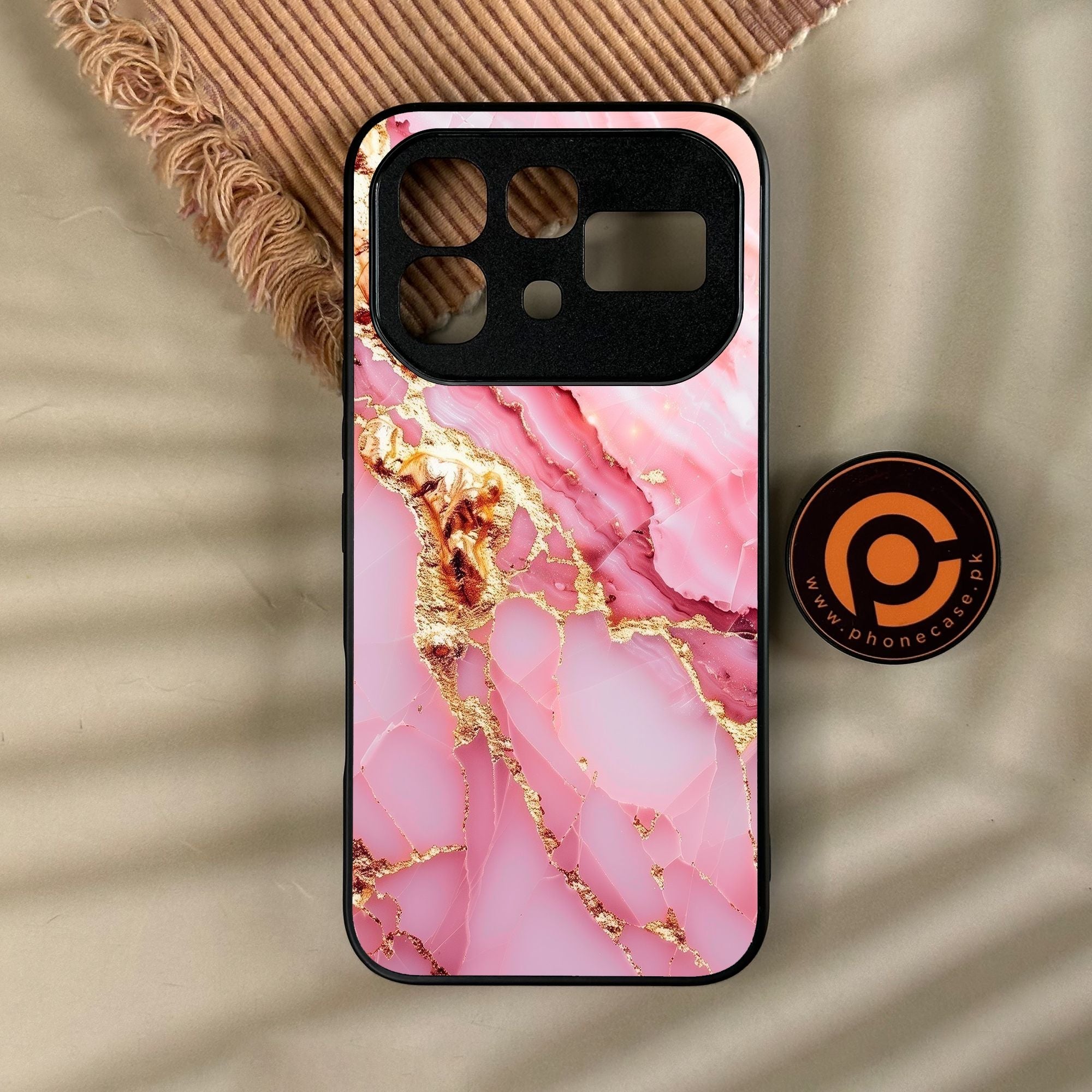Infinix Note 60 Pro - Pink Marble 2.0 Design 6 - Premium Metal Printed Soft Bumper Shock Proof Case