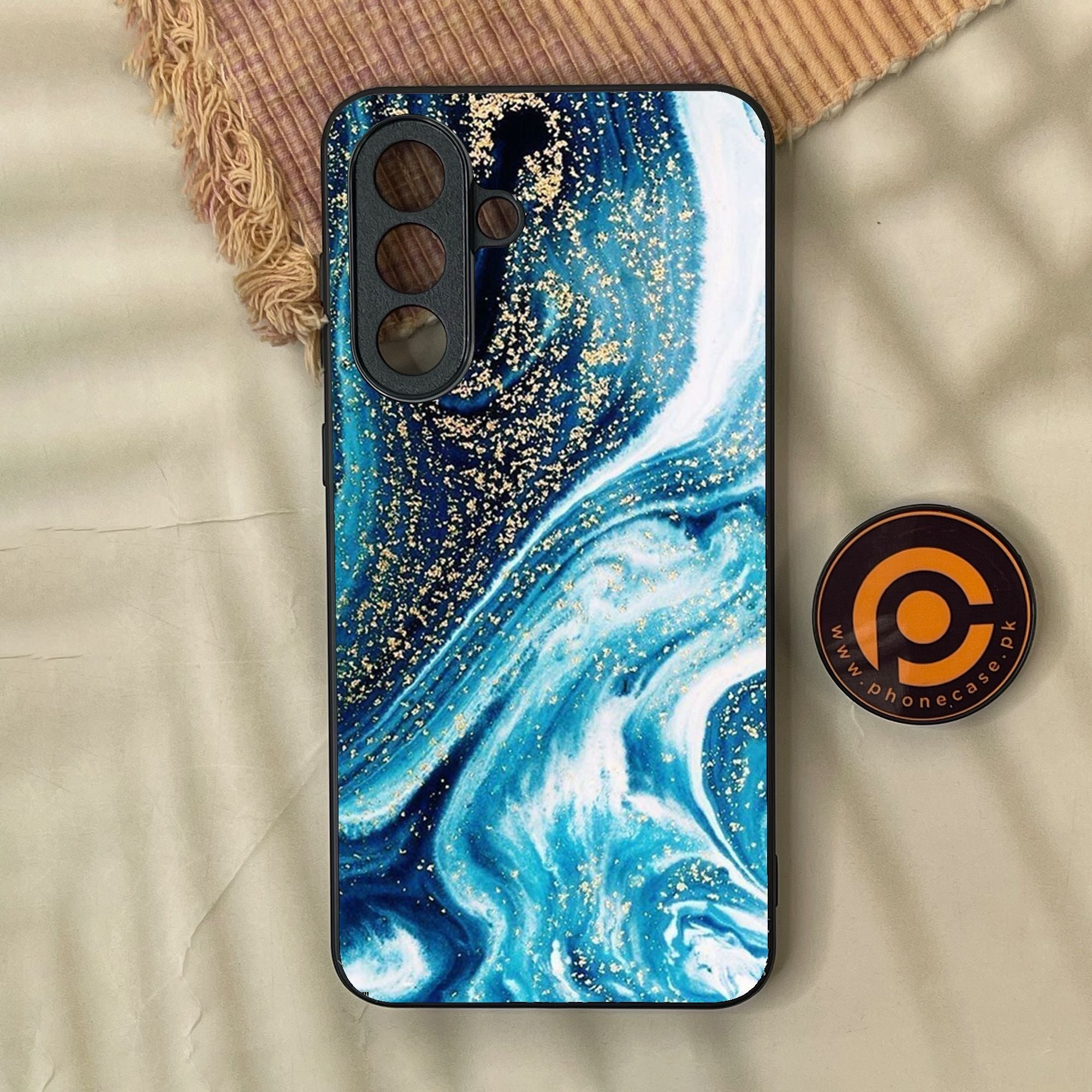 Samsung Galaxy A57 - Blue Marble Design 5 - Premium Metal Printed Soft Bumper Shock Proof Case