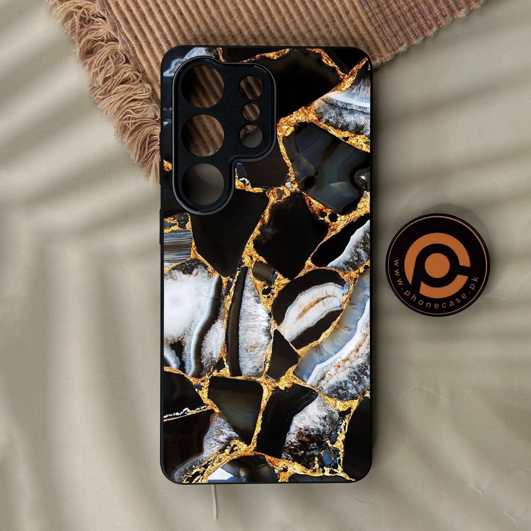 Galaxy S26 Ultra - Black Marble Design 5 - Premium Metal Printed Soft Bumper Shock Proof Case