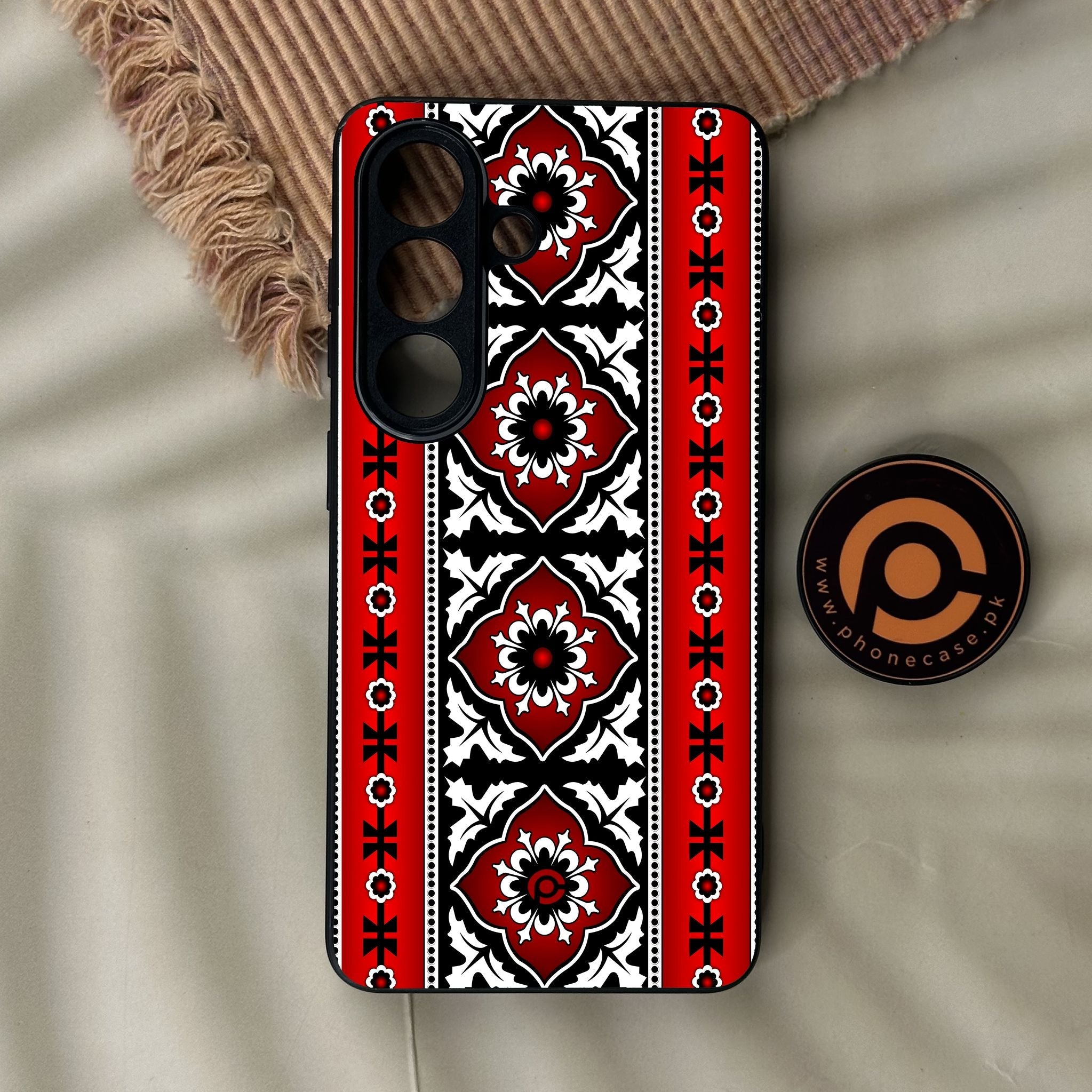 Galaxy S26 - Ajrak Design 1 - Premium Metal Printed Soft Bumper Shock Proof Case