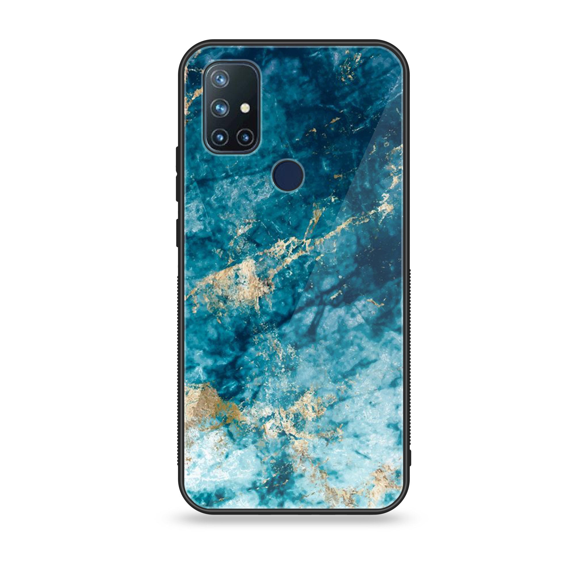 OnePlus Nord N10- Blue Marble Series - Premium Printed Glass soft Bumper shock Proof Case