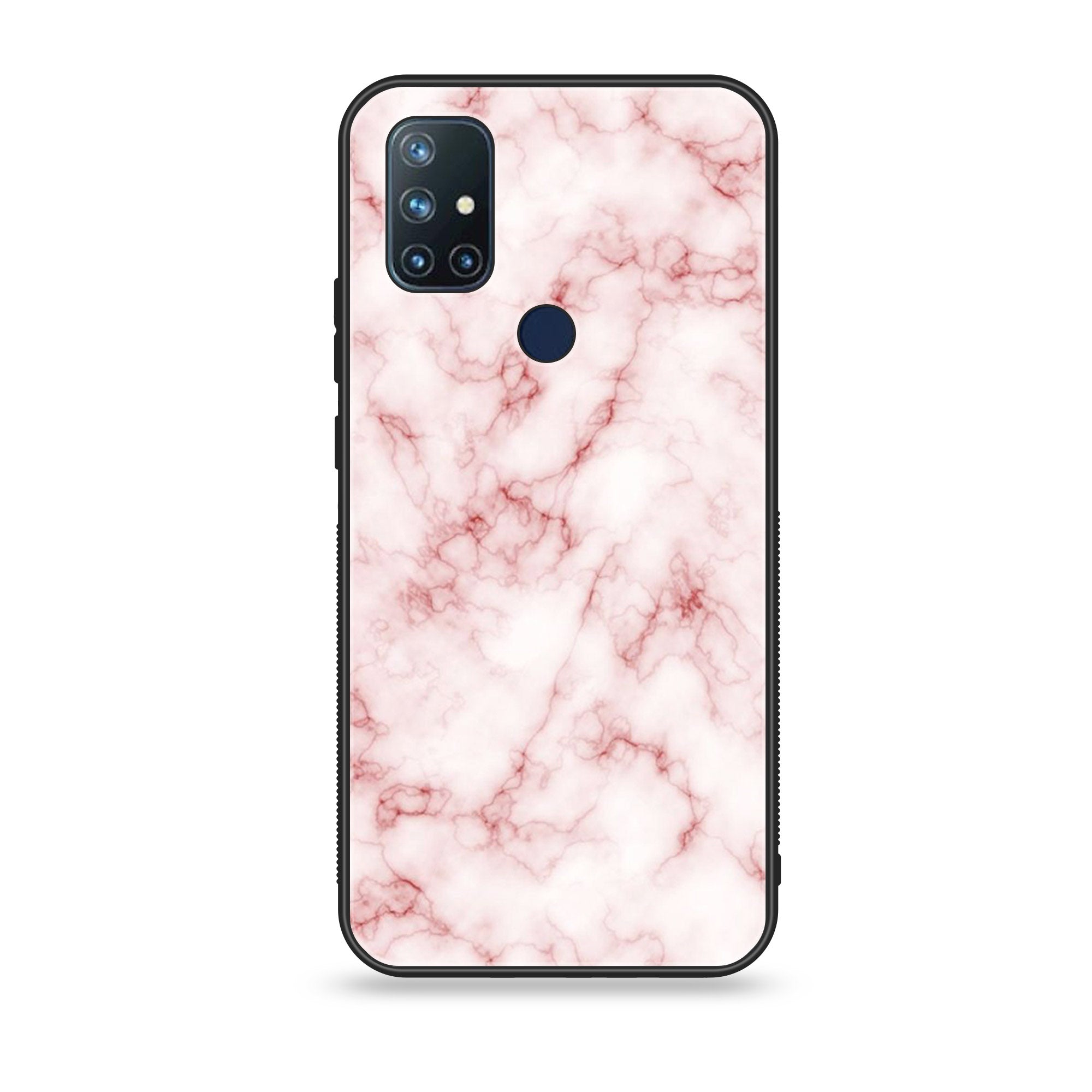 OnePlus Nord N10- Pink Marble Series - Premium Printed Glass soft Bumper shock Proof Case