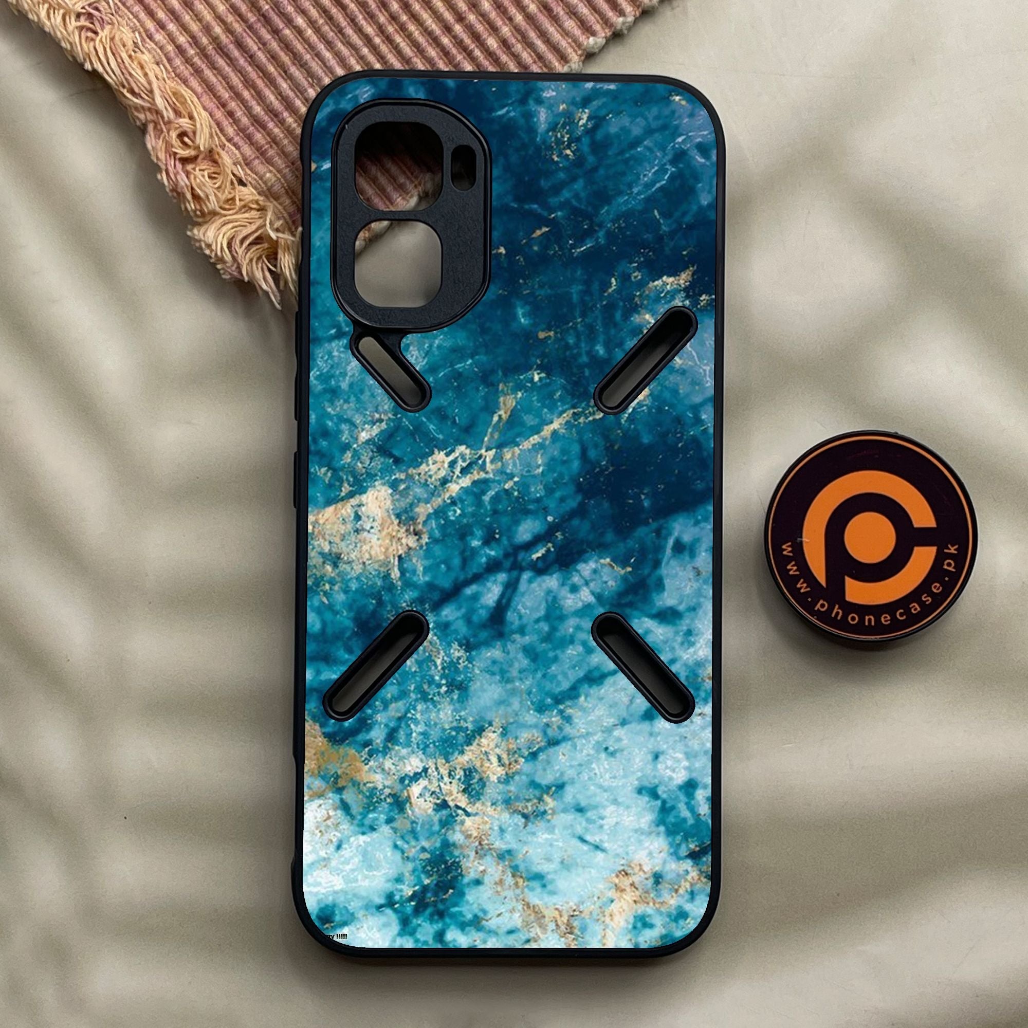 Infinix GT 50 Pro - Blue Marble Design 4 - Premium Metal Printed Soft Bumper Shock Proof Case