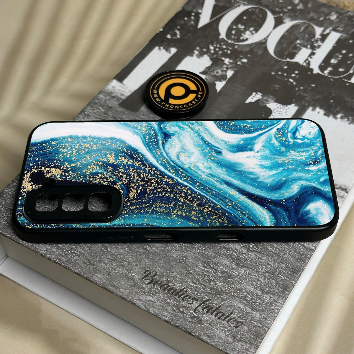 Infinix Hot 70 - Blue Marble Design 5 - Premium Metal Printed Soft Bumper Shock Proof Case