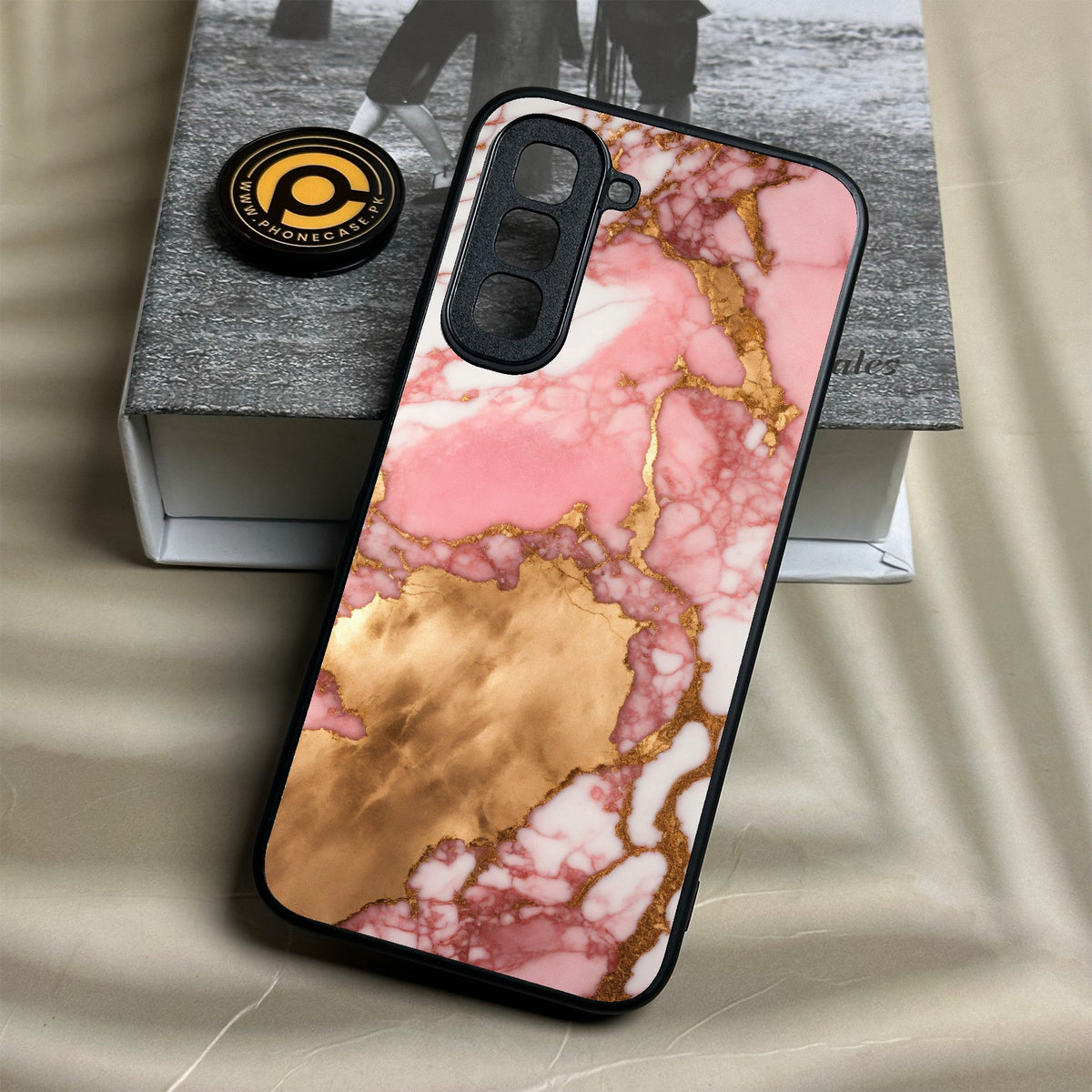 Infinix Hot 70 - Pink Marble 2.0 Design 7 - Premium Metal Printed Soft Bumper Shock Proof Case