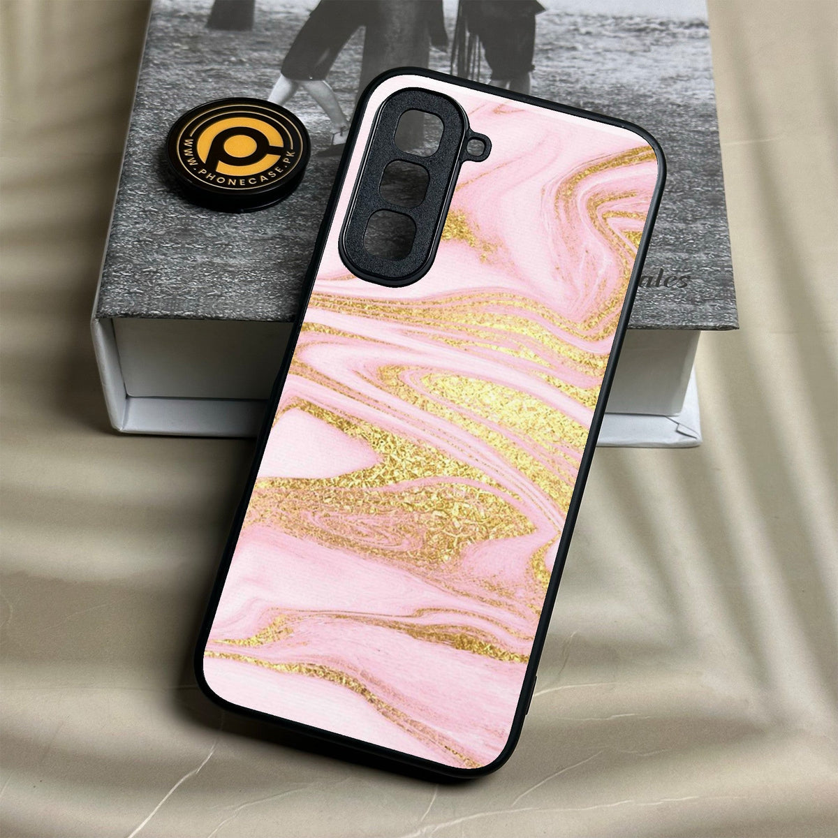 Infinix Hot 70 - Pink Design 10 - Premium Metal Printed Soft Bumper Shock Proof Case