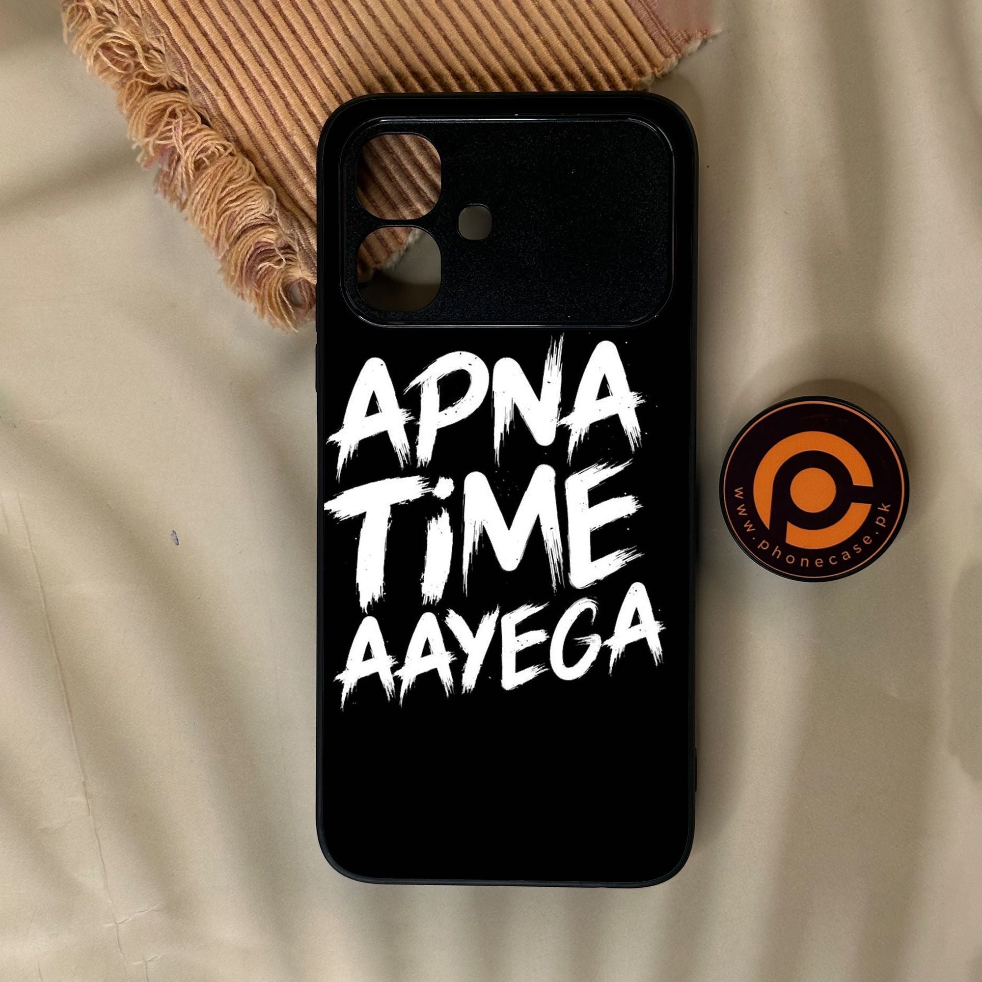 Infinix Smart 20 - Apna Time Ayega - Premium Metal Printed Soft Bumper Shock Proof Case