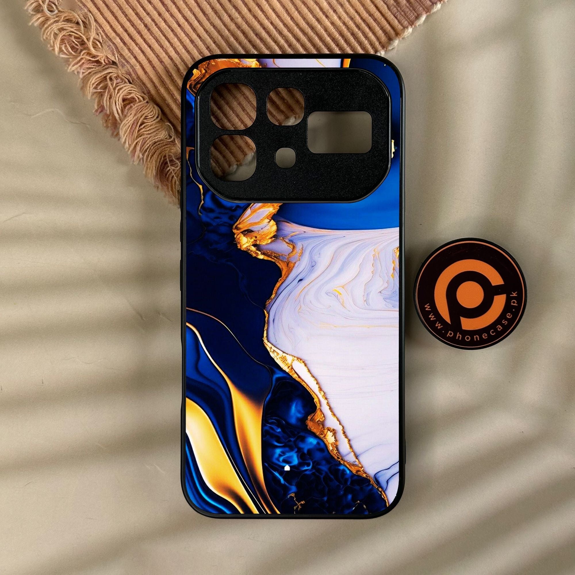Infinix Note 60 - Blue Golden Marble - Premium Metal Printed Soft Bumper Shock Proof Case