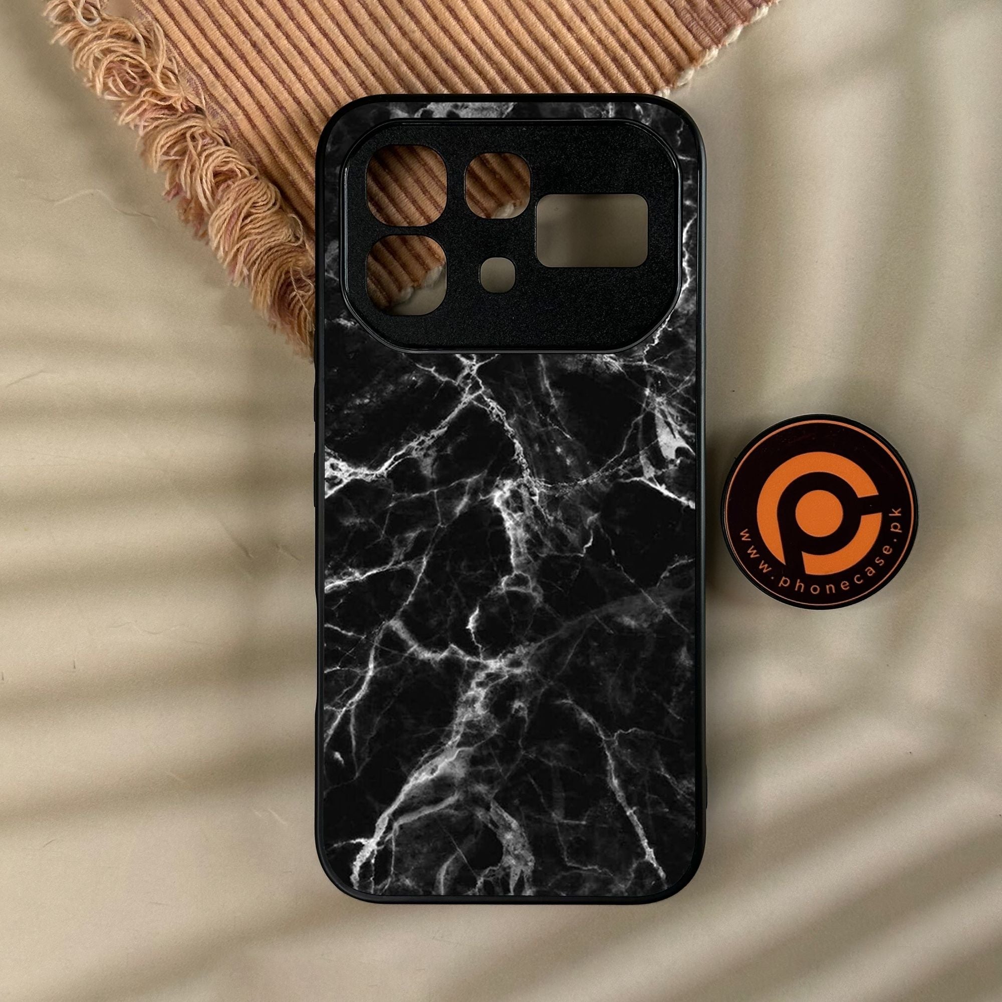 Infinix Note 60 Pro - Black Marble Design 4 - Premium Metal Printed Soft Bumper Shock Proof Case