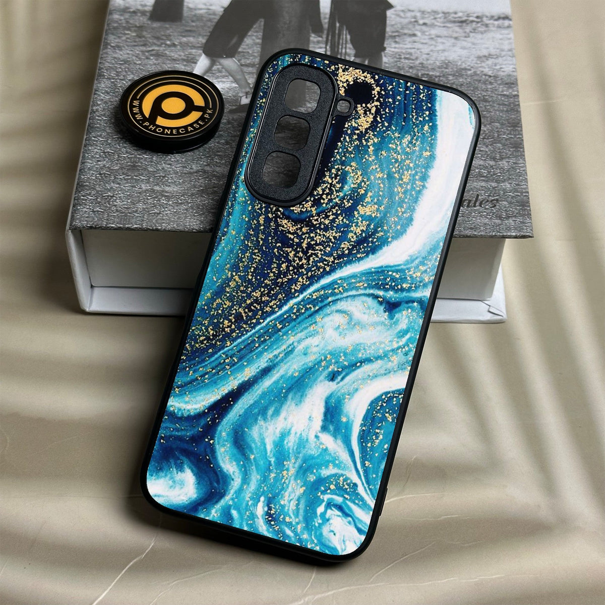Infinix Hot 70 - Blue Marble Design 5 - Premium Metal Printed Soft Bumper Shock Proof Case