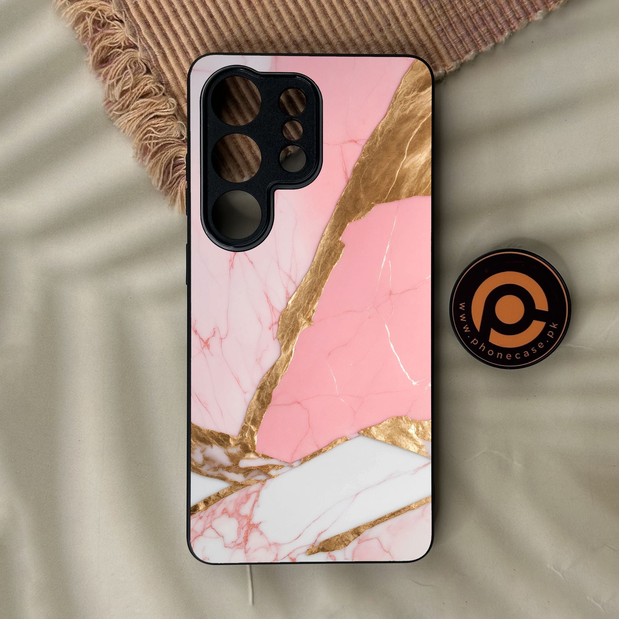 Galaxy S26 Ultra - Pink Marble 2.0 Design 2 - Premium Metal Printed Soft Bumper Shock Proof Case