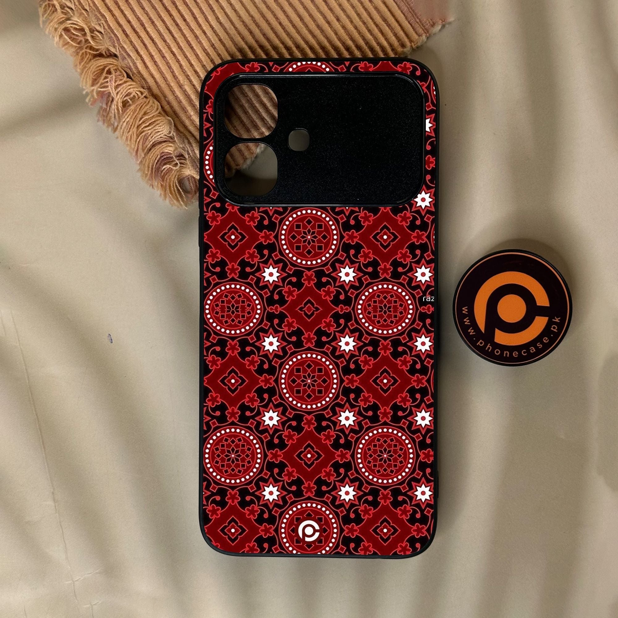 Infinix Smart 20 - Ajrak Design 6 - Premium Metal Printed Soft Bumper Shock Proof Case