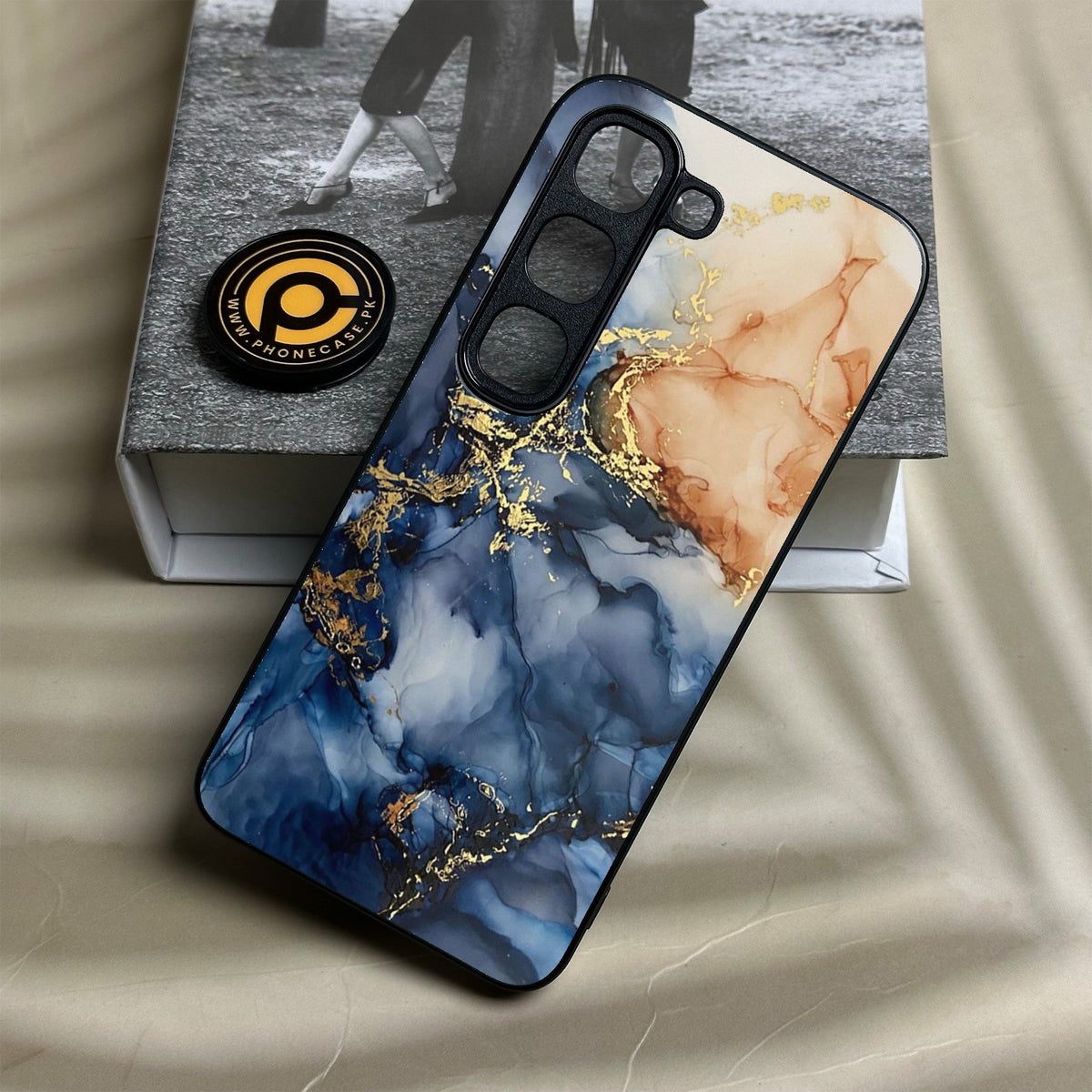 Infinix Hot 70 Pro - Blue Marble Design 9 - Premium Metal Printed Soft Bumper Shock Proof Case