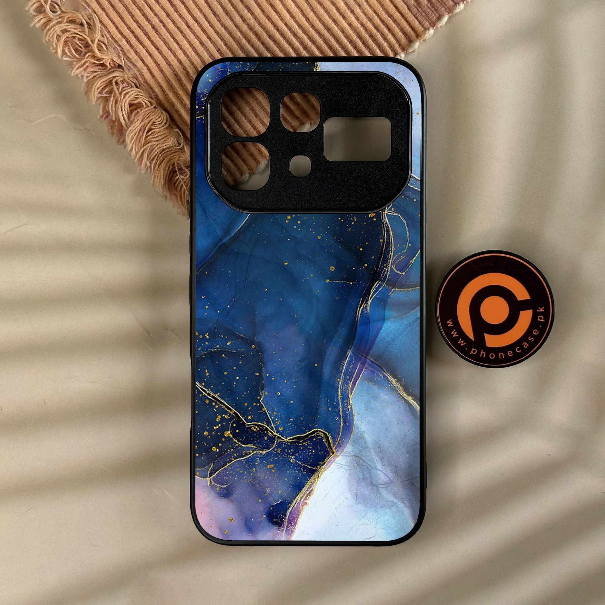Infinix Note 60 Pro - Blue Marble Design 7 - Premium Metal Printed Soft Bumper Shock Proof Case