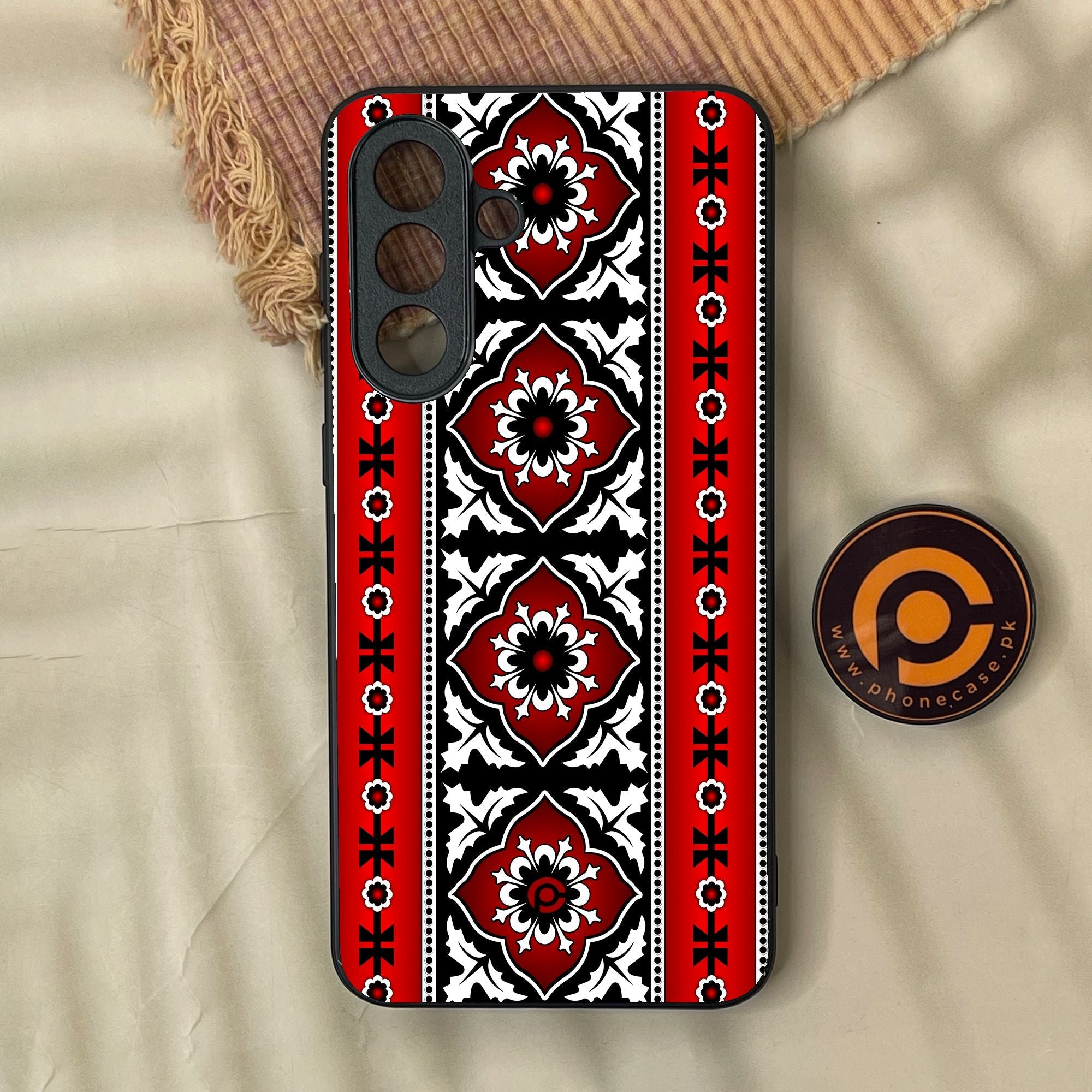 Samsung Galaxy A37 - Ajrak Design 1 - Premium Metal Printed Soft Bumper Shock Proof Case