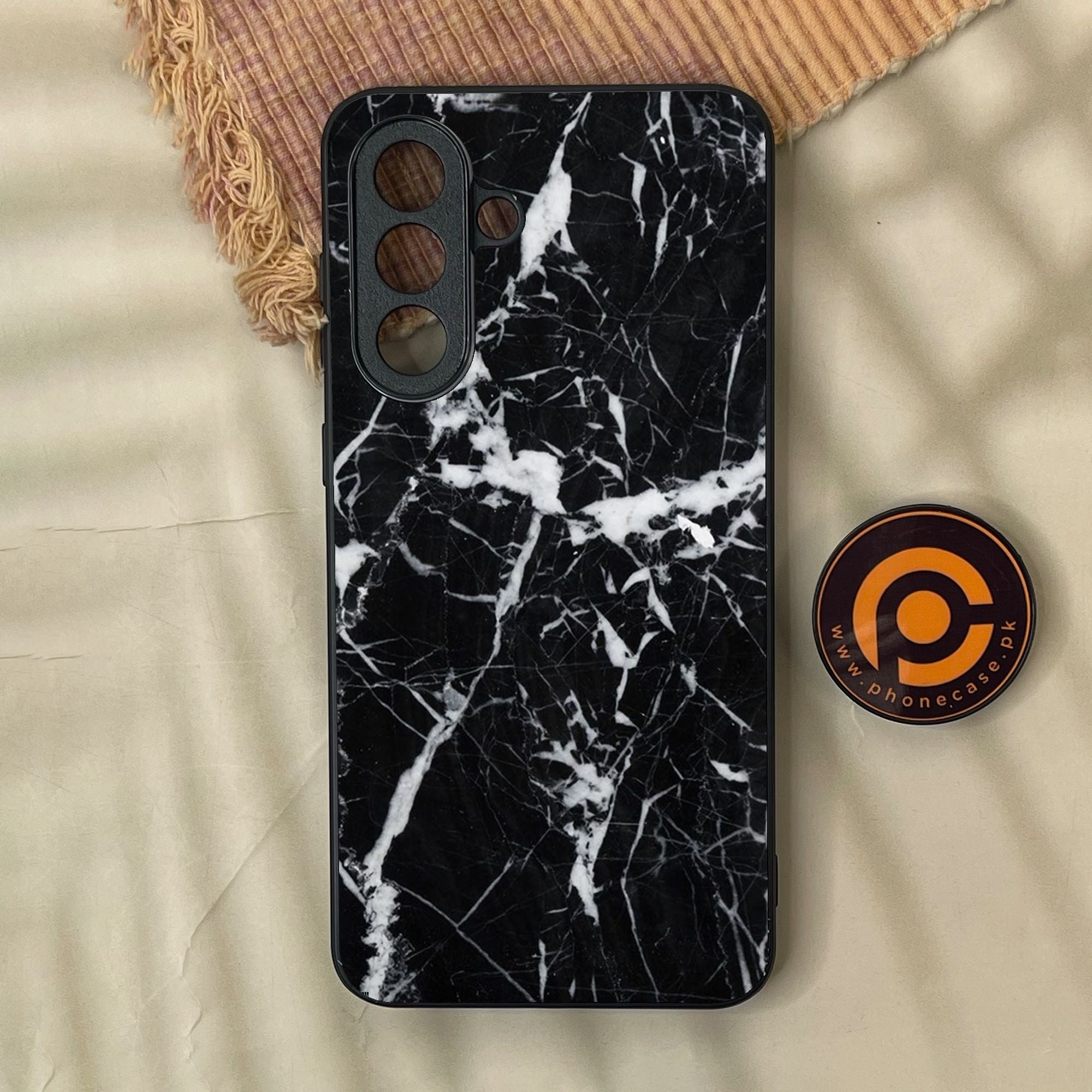 Samsung Galaxy A57 - Black Marble Design 6 - Premium Metal Printed Soft Bumper Shock Proof Case