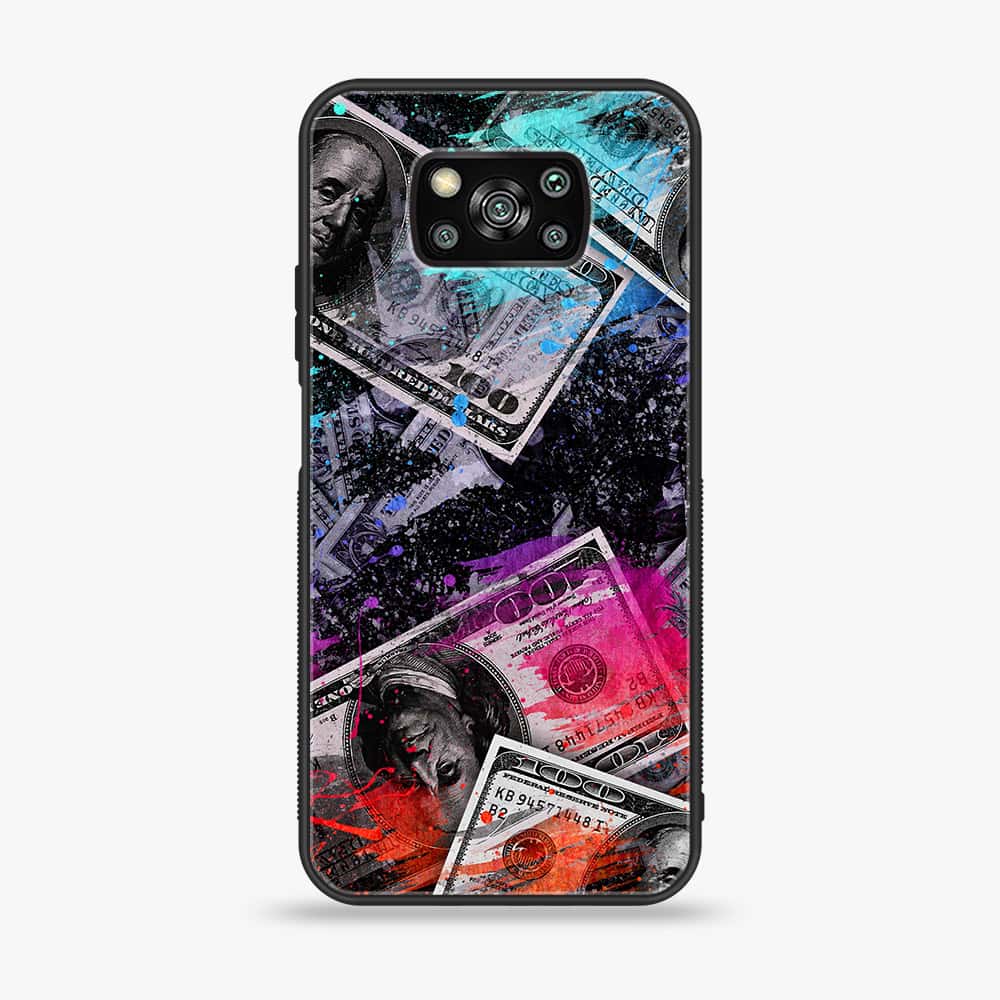 Xiaomi Poco X3- Dollar Series - Premium Printed Glass soft Bumper shock Proof Case