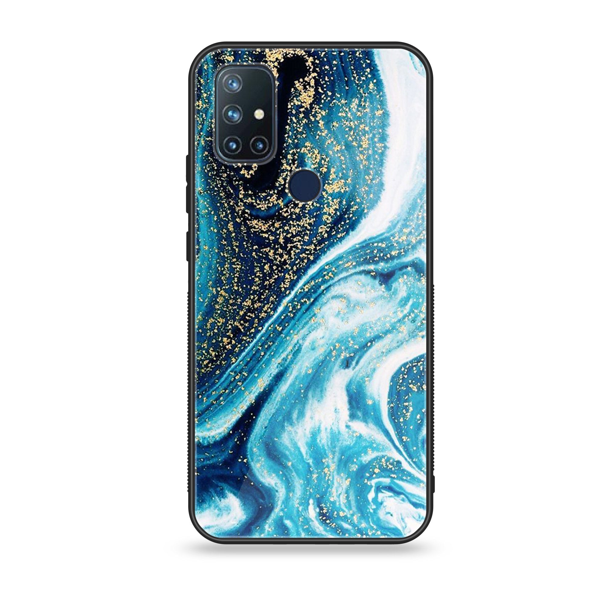 OnePlus Nord N10- Blue Marble Series - Premium Printed Glass soft Bumper shock Proof Case