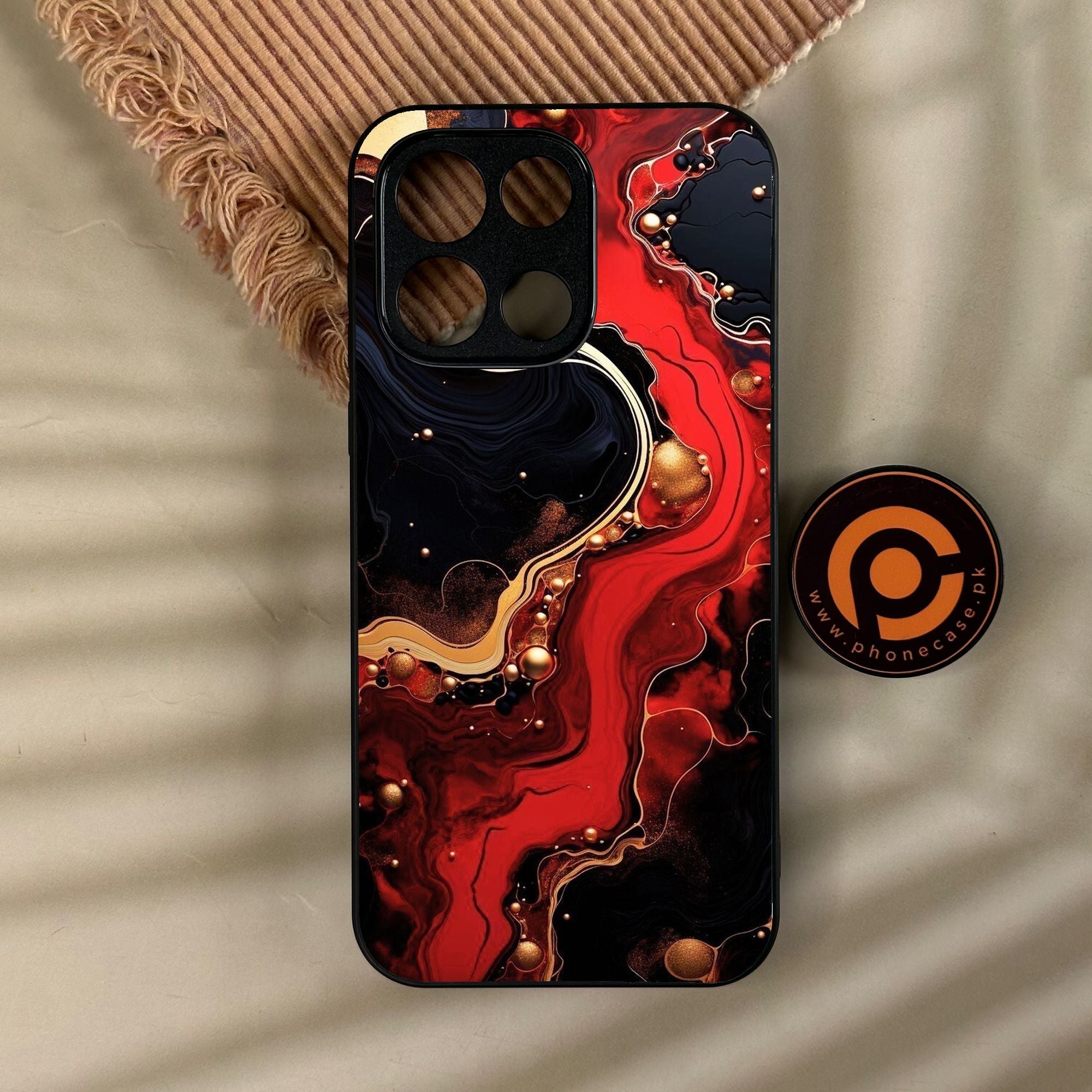 OnePlus Turbo 6 - Red Gold Marble - Premium Metal Printed Soft Bumper Shock Proof Case